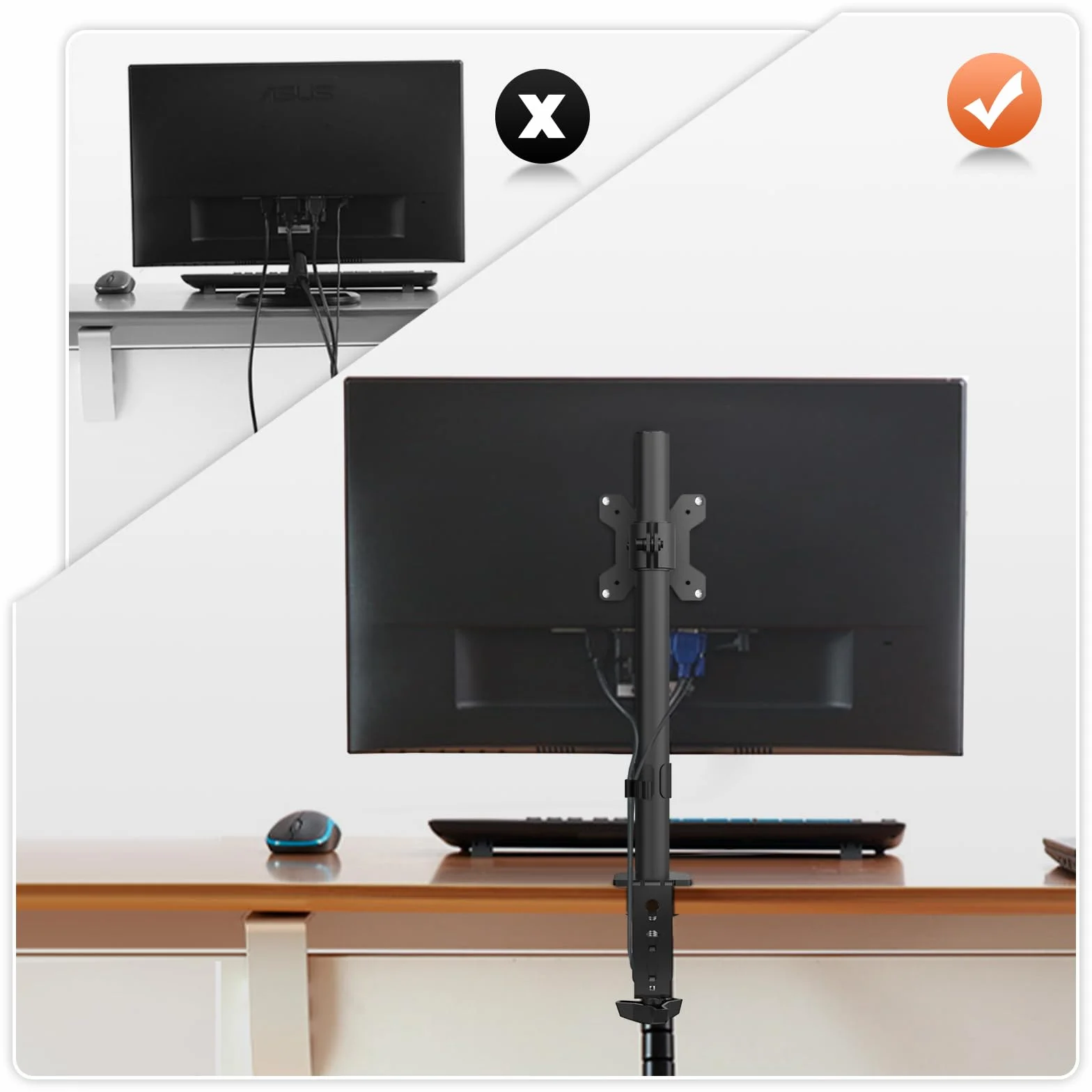 Pholiten Support de Moniteur 13-32" 10 kg VESA 75x100 mm Réglable Inclinable Pivotant