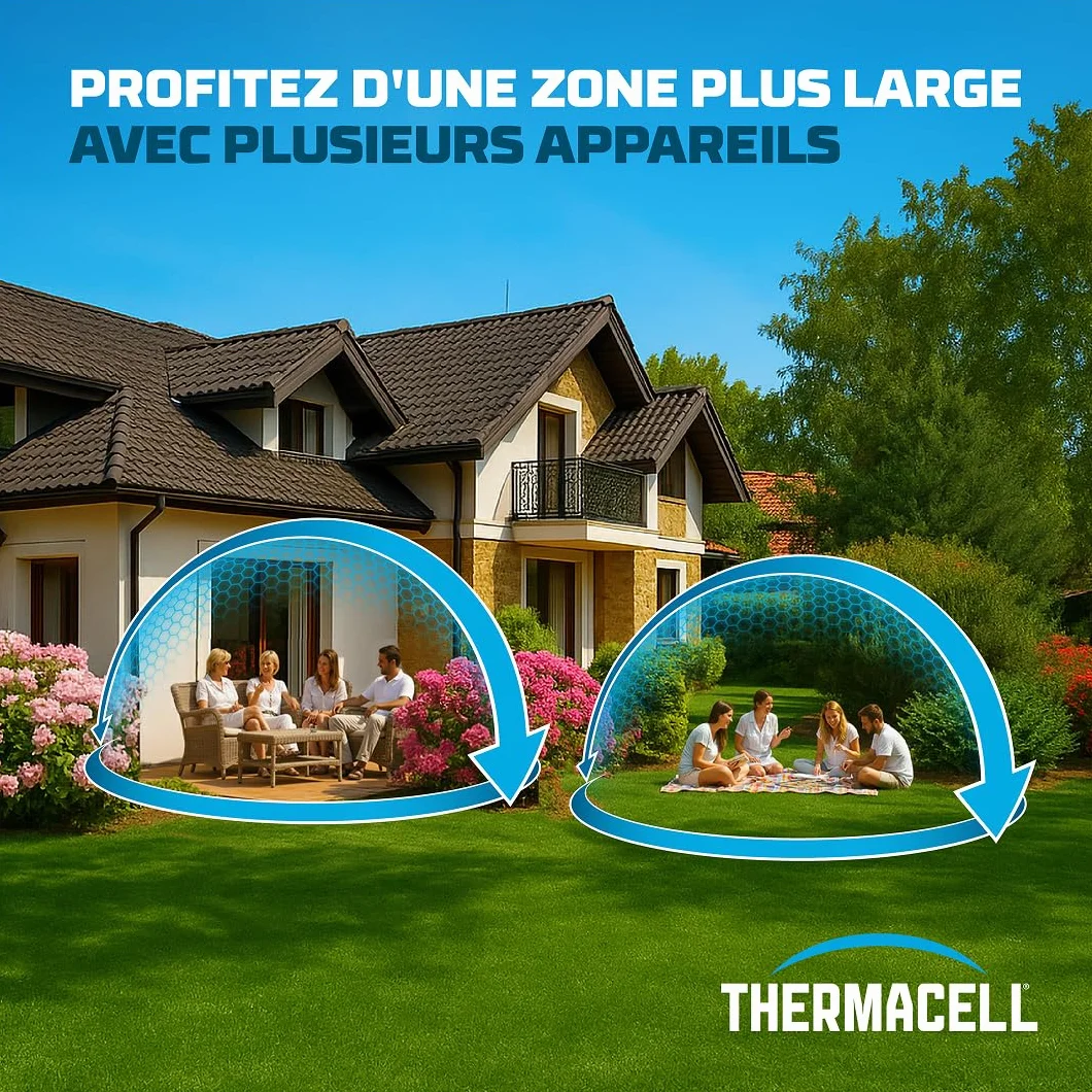 THERMACELL Diffuseur Anti Moustiques Extérieur 20m² Inodore Sans Fil 3 Recharges Noir