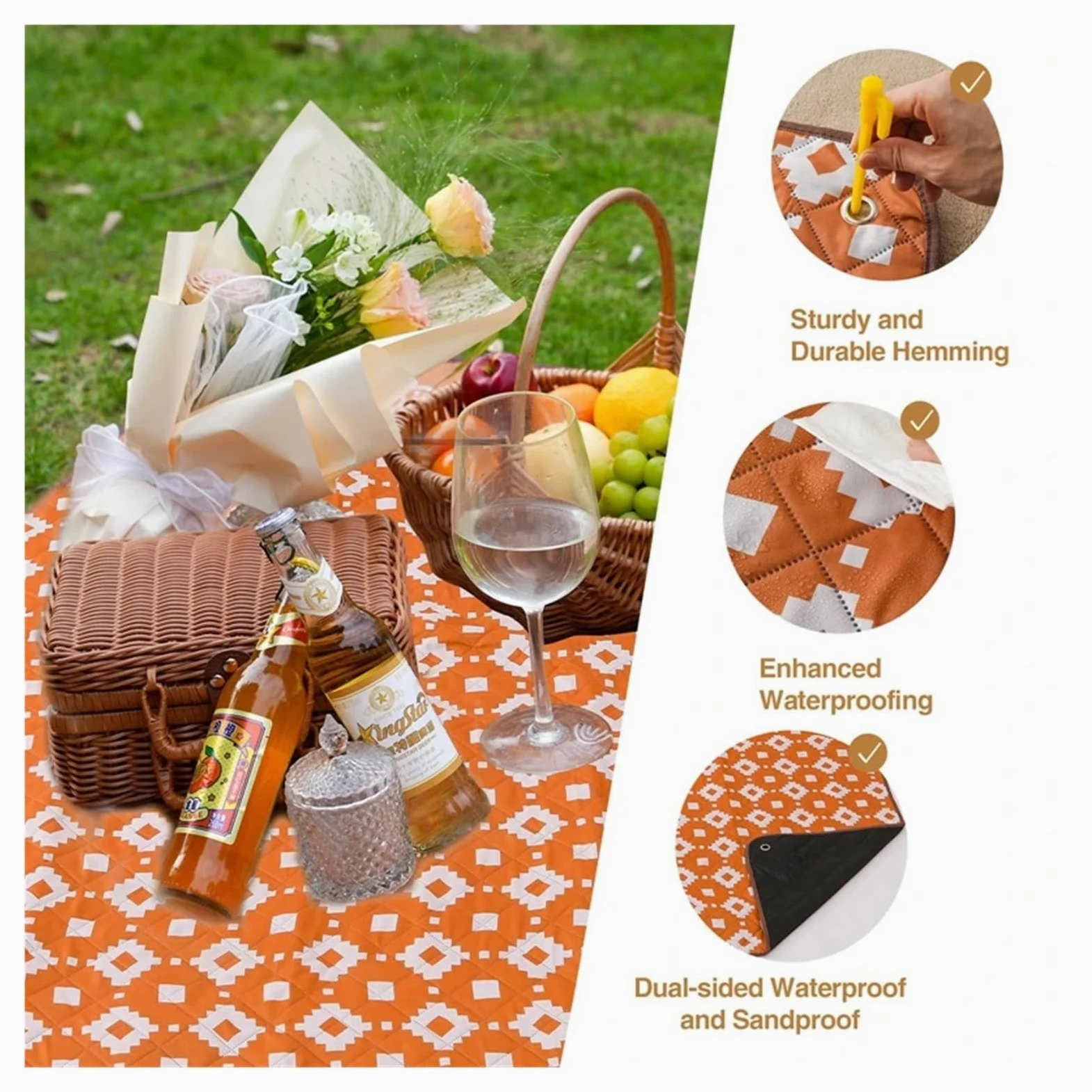 1 Tapis de Pique-Nique épais et Pliable à Motif Floral Extra Large.(1)