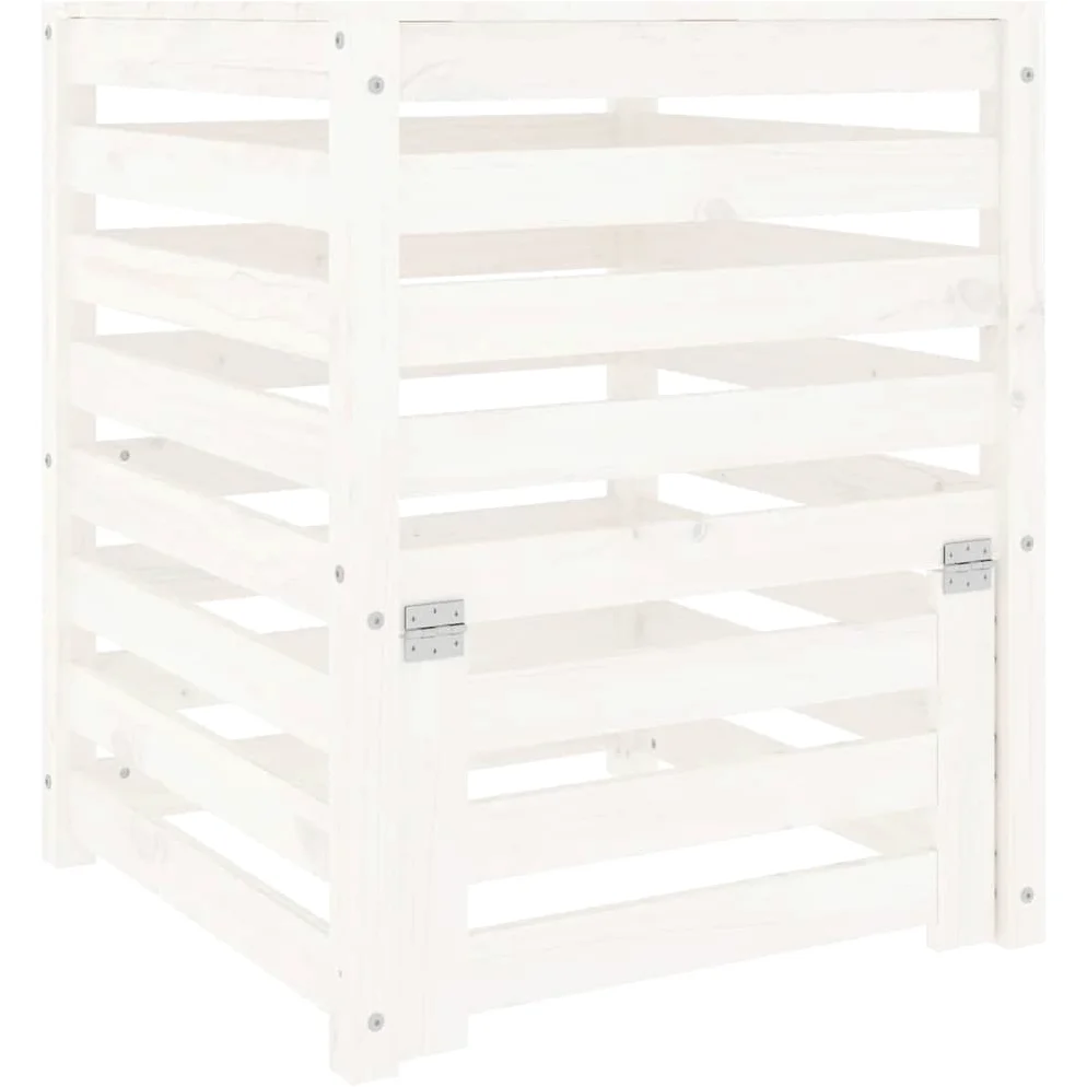 Composteur en Bois, Composteur de Jardin Bac à Compost Blanc 63,5x63,5x77,5 cm Bois Massif de pin