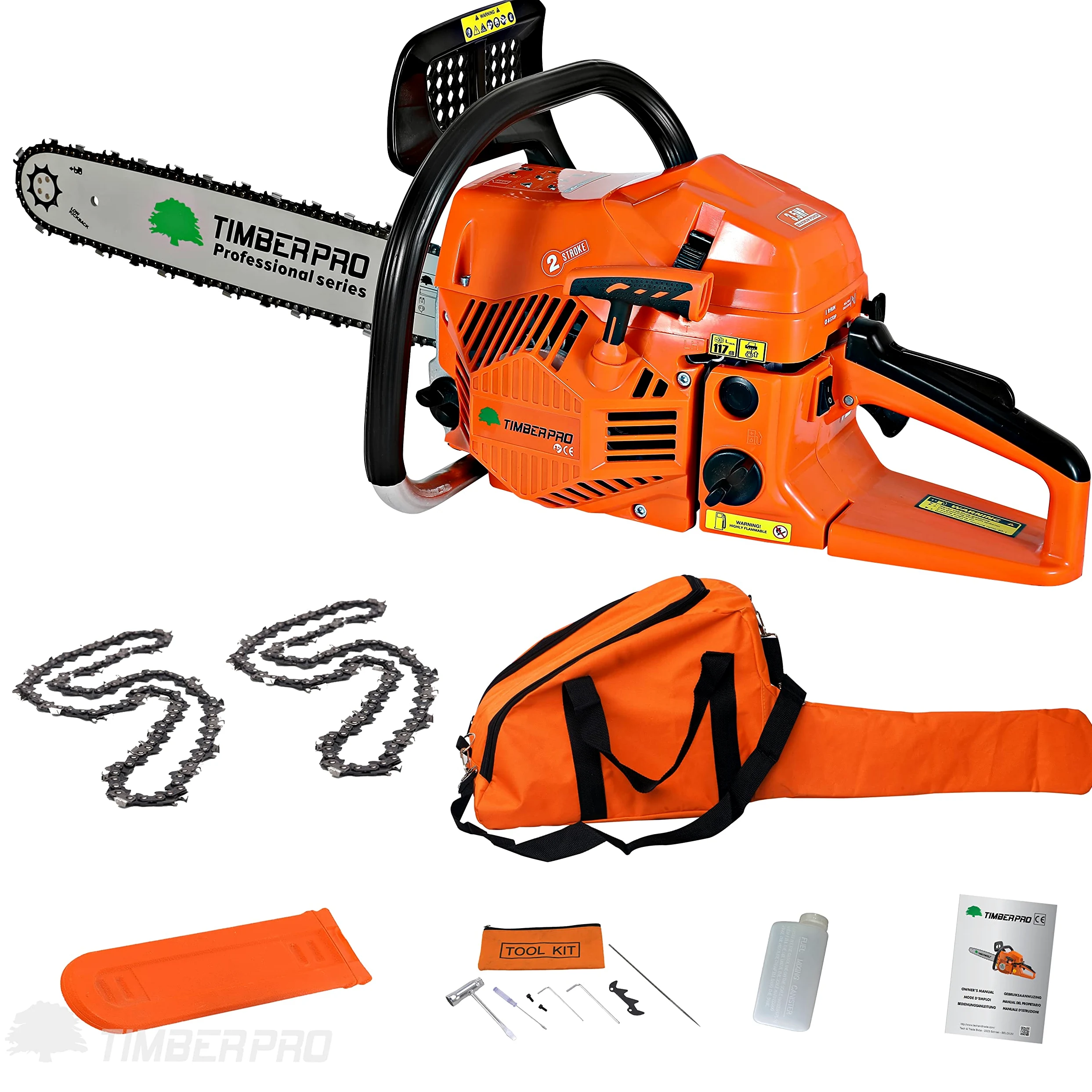 Tronçonneuse Thermique 62 cm3 guide 50 cm avec 2 chaines + housse de transport
