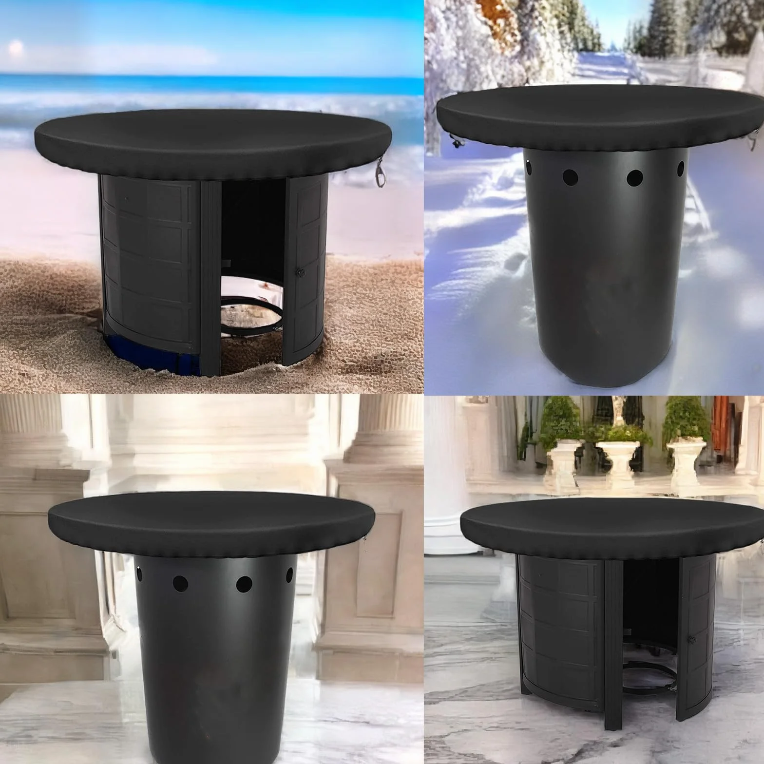 Housse Barbecue Exterieur Imperméable 80cm Protection Plaque Gril Rond