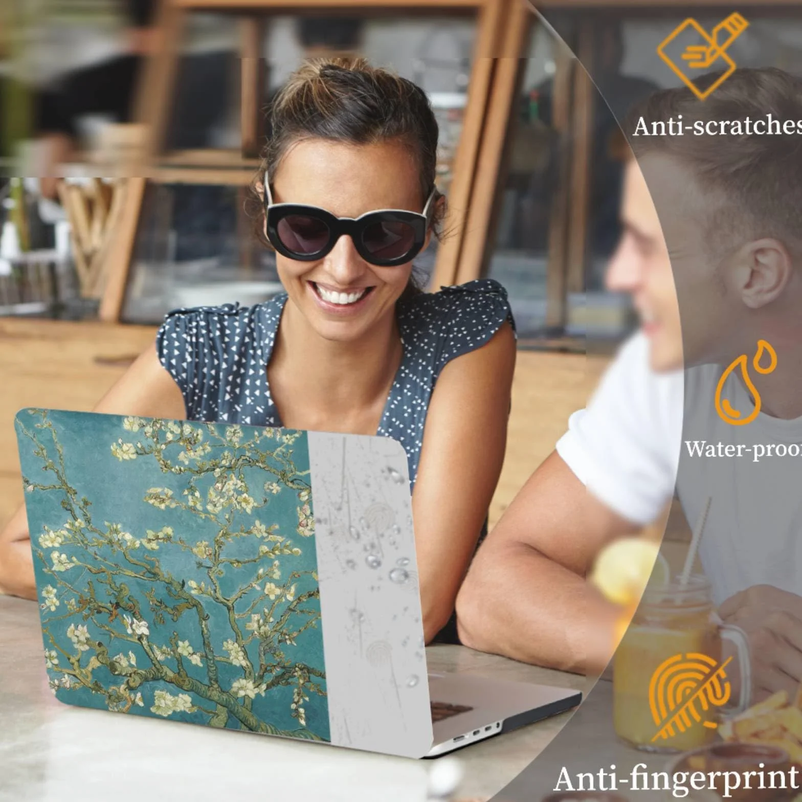 Coque MacBook Air 13,6 Pouces 2025-2022 Modèle A3240 A3113 A2681 avec Liquid Écran Retina, Étui Rigide & Sac & Couverture de Clavier, Fleur d'amandier
