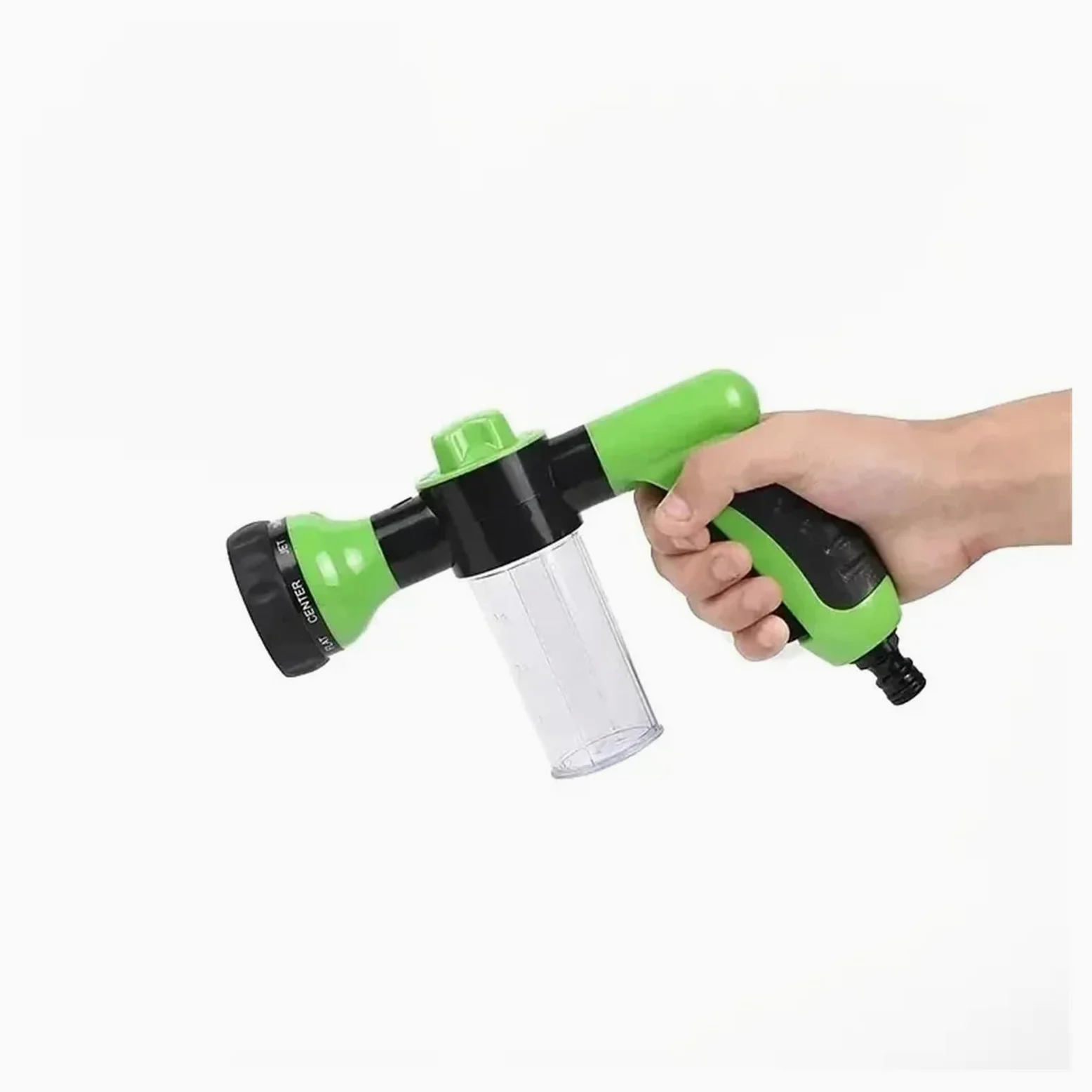 Pistolet d'arrosage avec embout multi-jets, Bec de pulvérisation mousse jardin 8 en 1 avec bouilloire 100 ml, rotatif, bouton, étanche