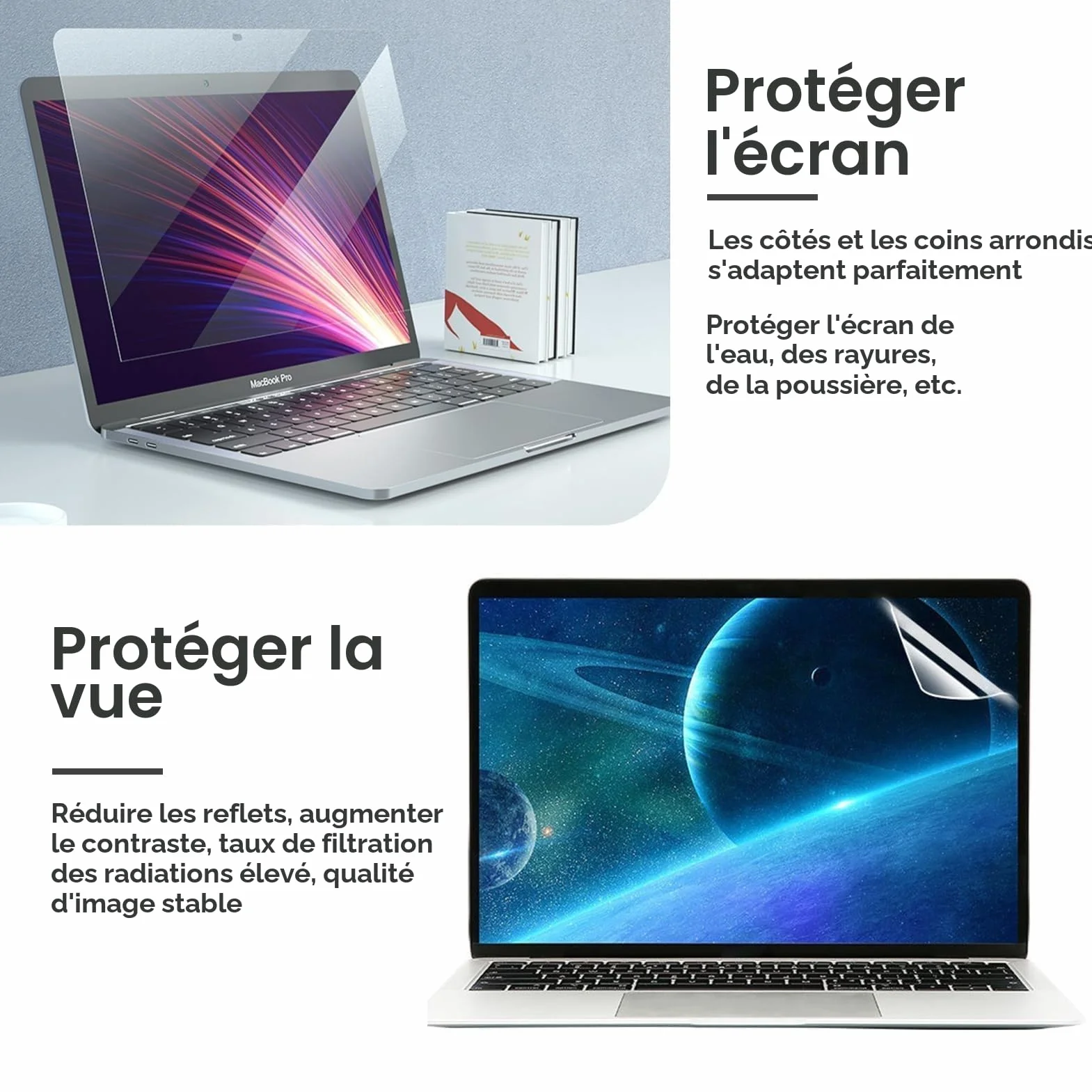 Lot de 3 Protection D'écran pour MacBook Air 13 Pouces 2018-2021 M1 A2337 A2179 A1932 et MacBook Pro 13 Pouces M1 M2 A2889 A2251 A2338 A2159 A1706 A1708 A1989
