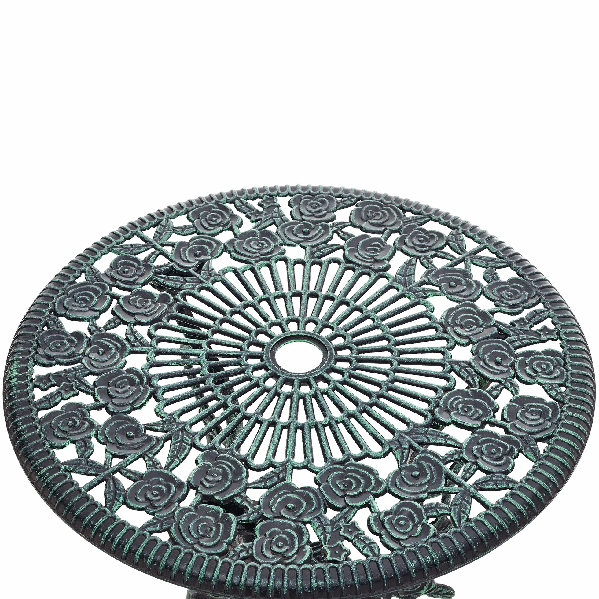 casa.pro Set de Table et Chaises Jardin Fonte Aluminium Vert Résistant Intempéries