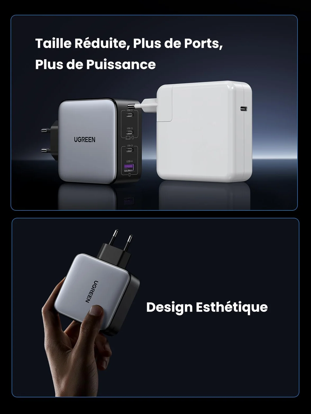 UGREEN Nexode 100W Chargeur USB C Rapide 4 Ports GaN Tech Compatible iPhone 17 Pro Max Air 16 15 14 13 12 Galaxy PPS 60W S26 S25 S24 Pixel 10 9 iPad MacBook