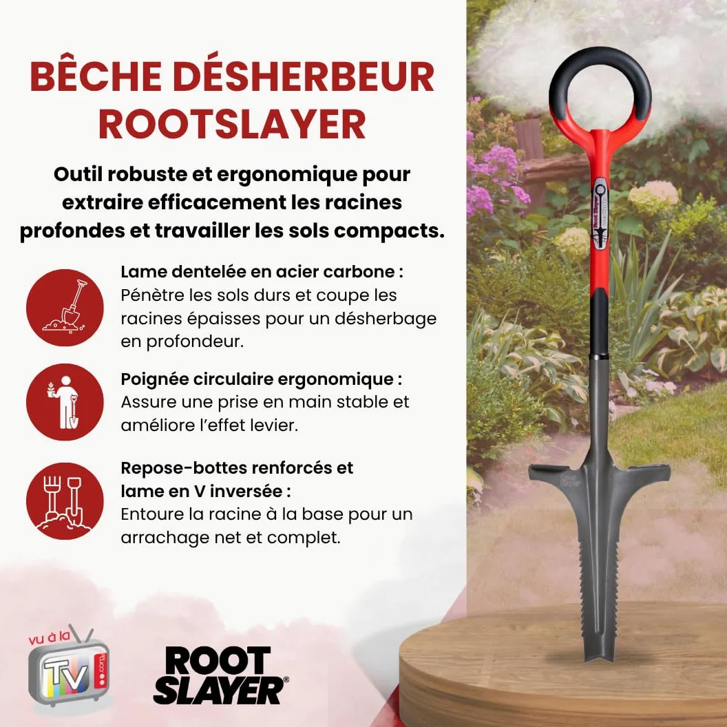 Venteo - Lame Dentée V Inversé Acier Carbone Renforcé Haute Résistance | Extraction Racines Profondes sans Effort | Outil Jardinage Sol Dur Pelouse Jardin Gazon a Semer