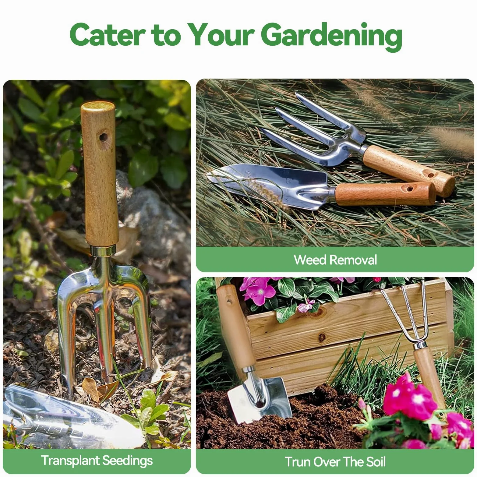 Grenebo Outils de jardinage 9 pièces robustes avec sac à main tendance et durable, ensemble d'outils de jardin antirouille, cadeau de jardinage idéal pour les femmes, noir et rouge
