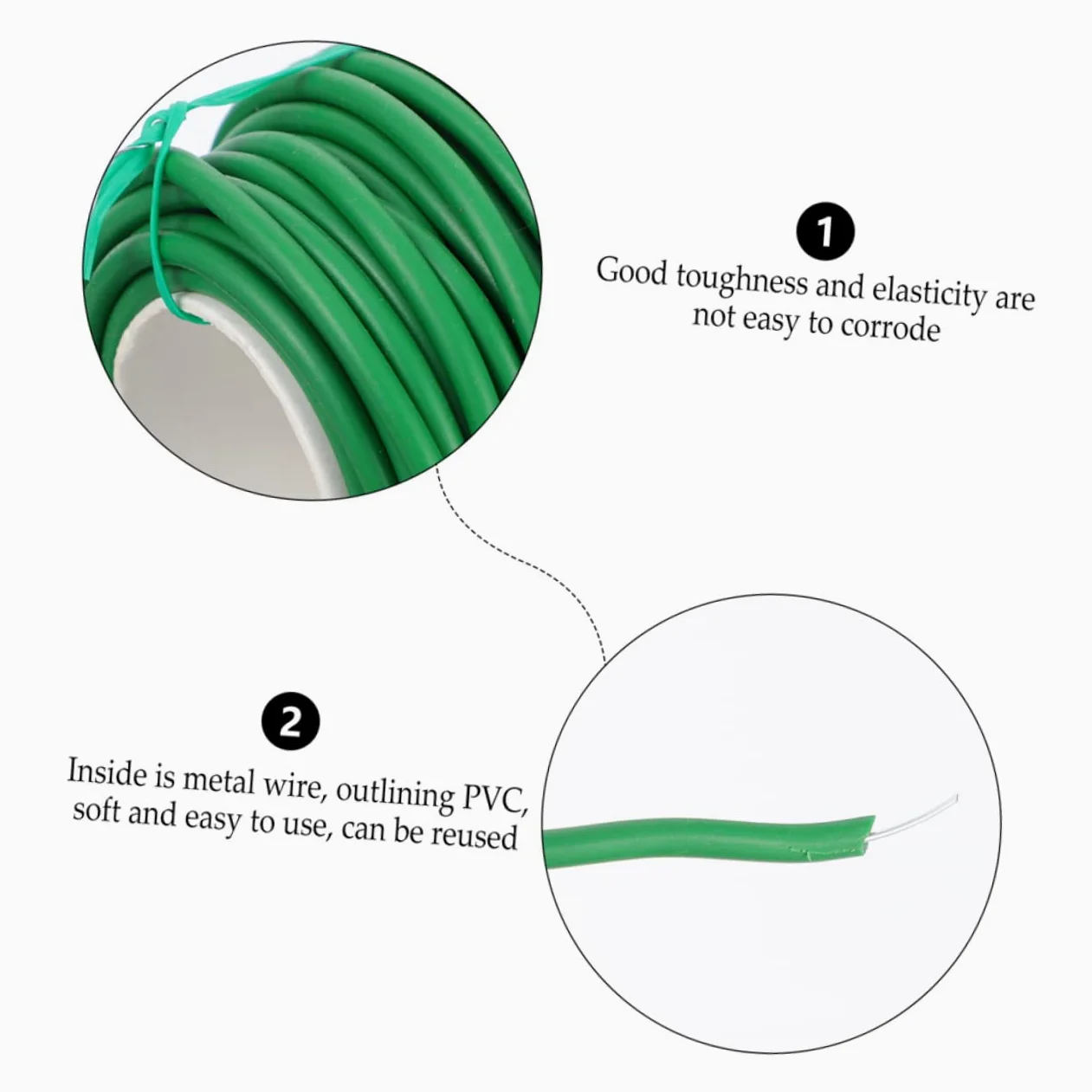 Happyyami Jardinage Verts pour Attacher Vigne et Fleurs 2 Rouleaux de Liens en TPR et Fer Accessoires Pratiques pour Sécuriser Plantes Jardin