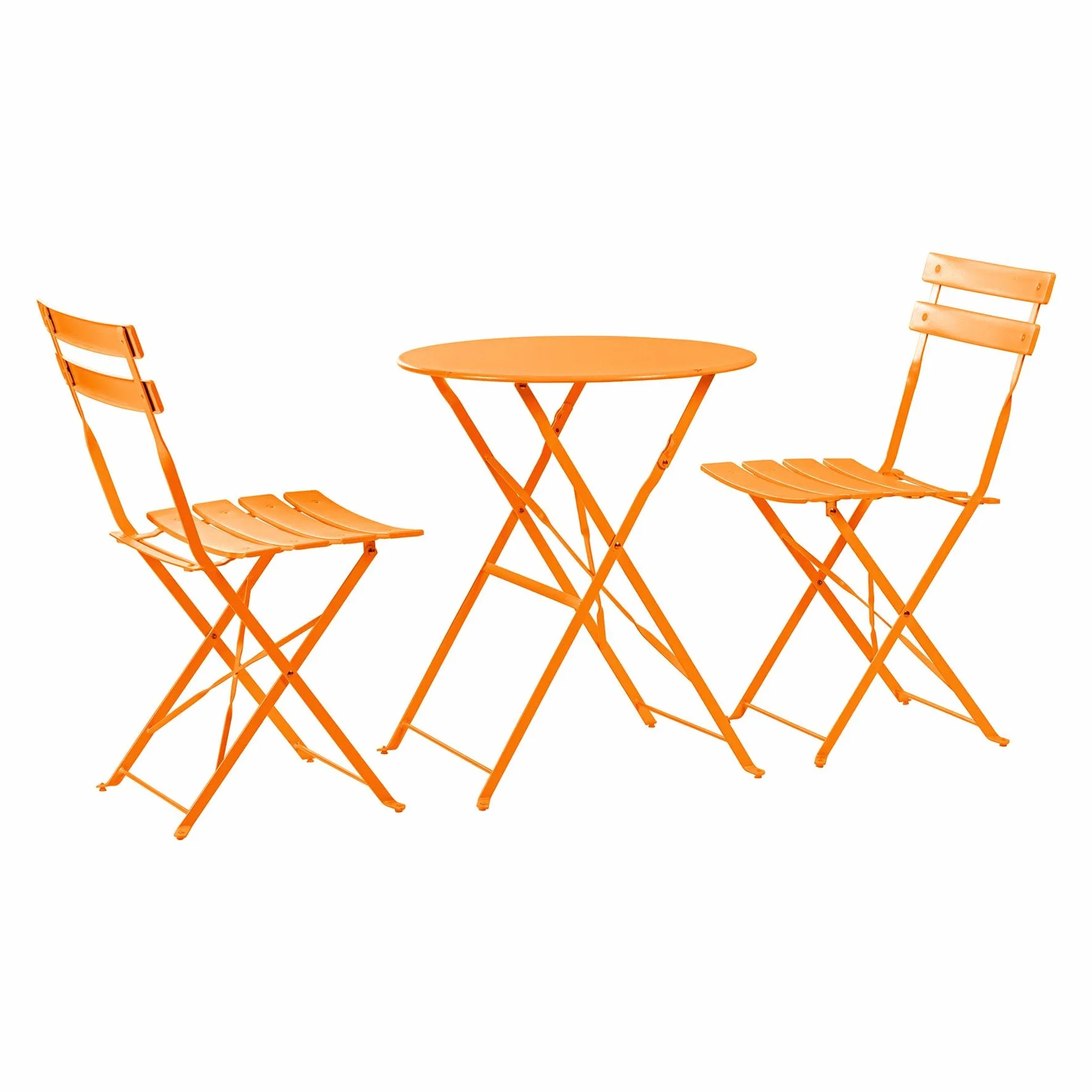 Harbour Housewares Sussex Bistro Set 2 Places Table Chaises Pliante Patio Meubles Jardin Round Orange