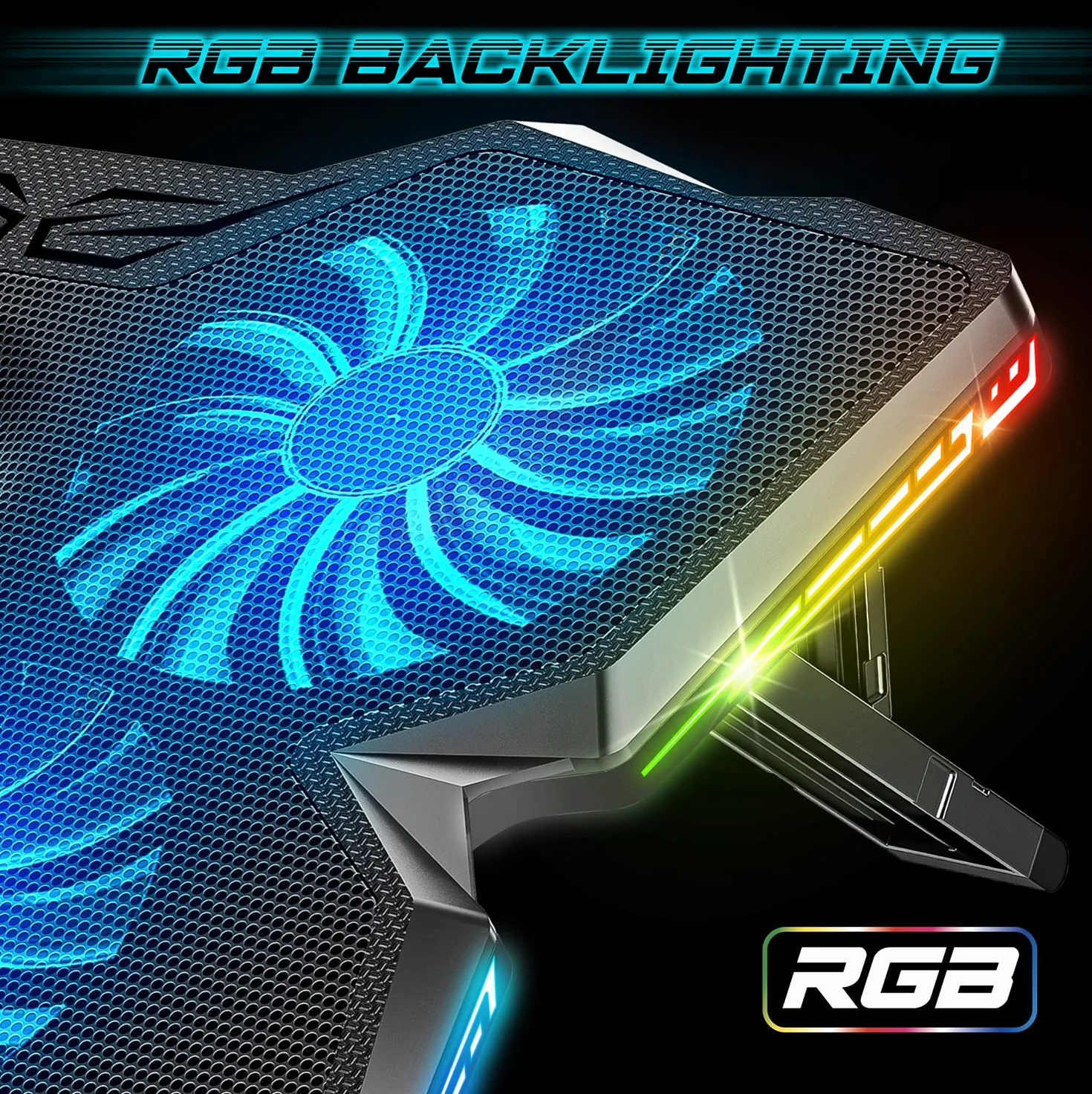 Refroidisseur PC Portable 10" à 17" 4 Ventilateurs Silencieux RGB Compatible PS5 PS4 Xbox