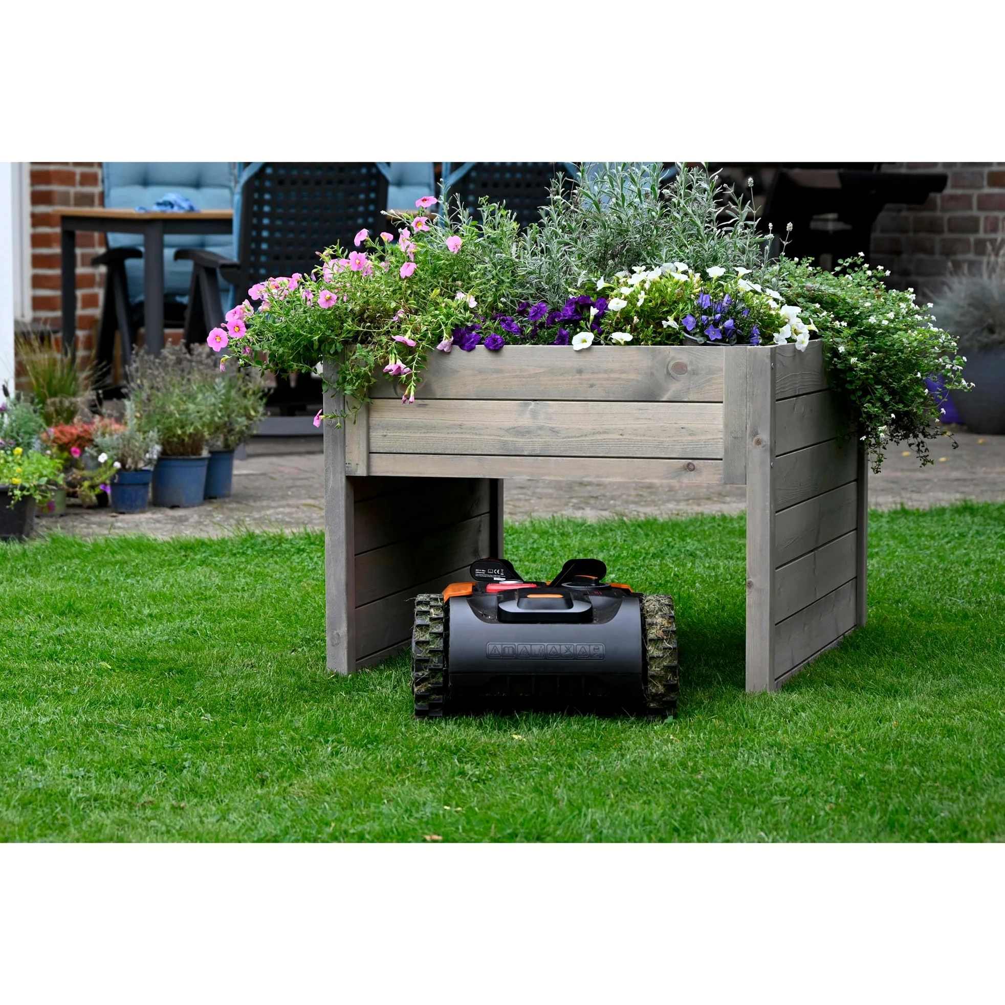 dobar® Grand Garage pour Robot Tondeuse en Bois avec bac à Plantes avec Film – Garage pour Tondeuse à Gazon – 79 x 73 x 56 cm – Anthracite