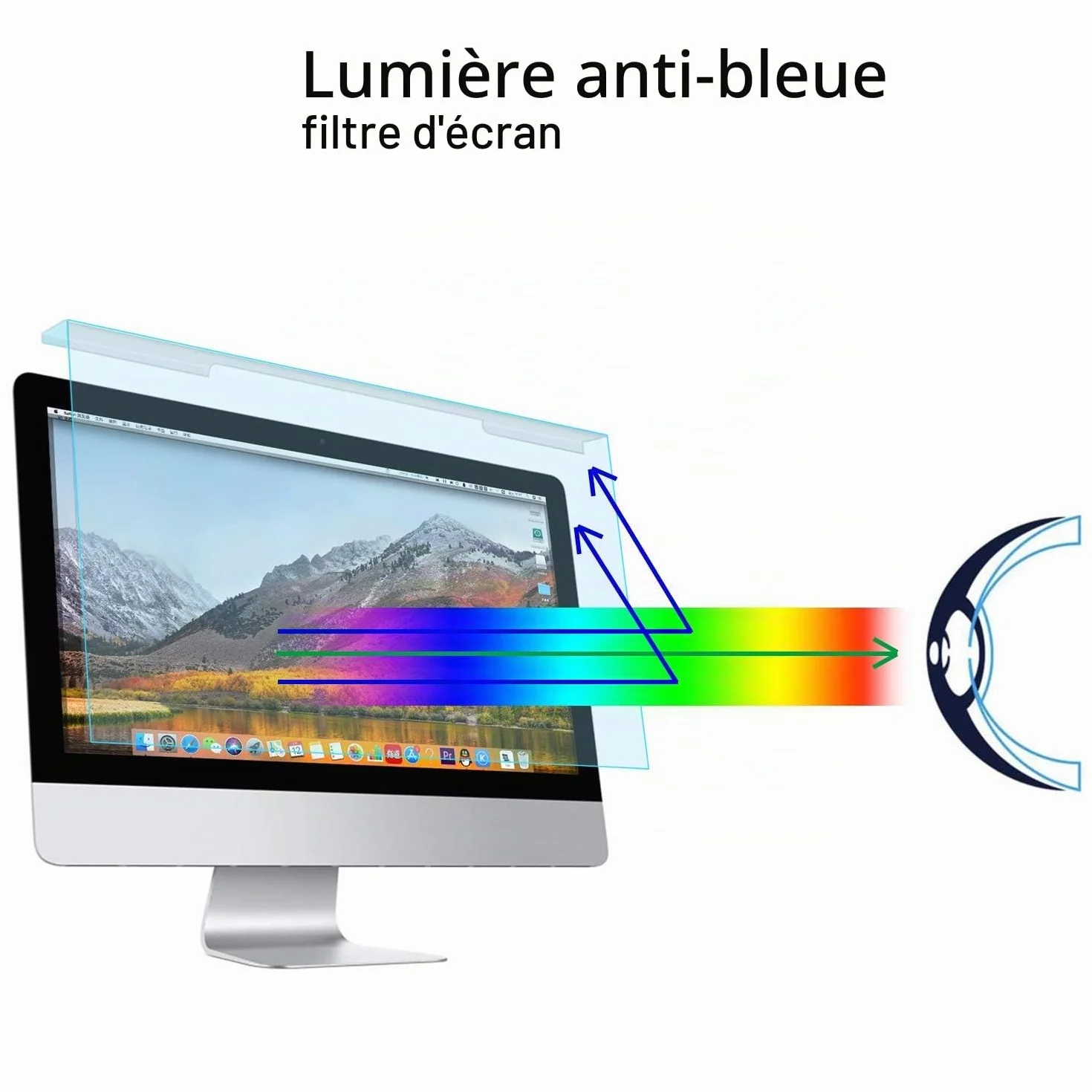 MOSISO Écran Protecteur Anti-Lumière Bleue Anti-UV 23-24 Pouces 16:9 PC LED 54x34 cm