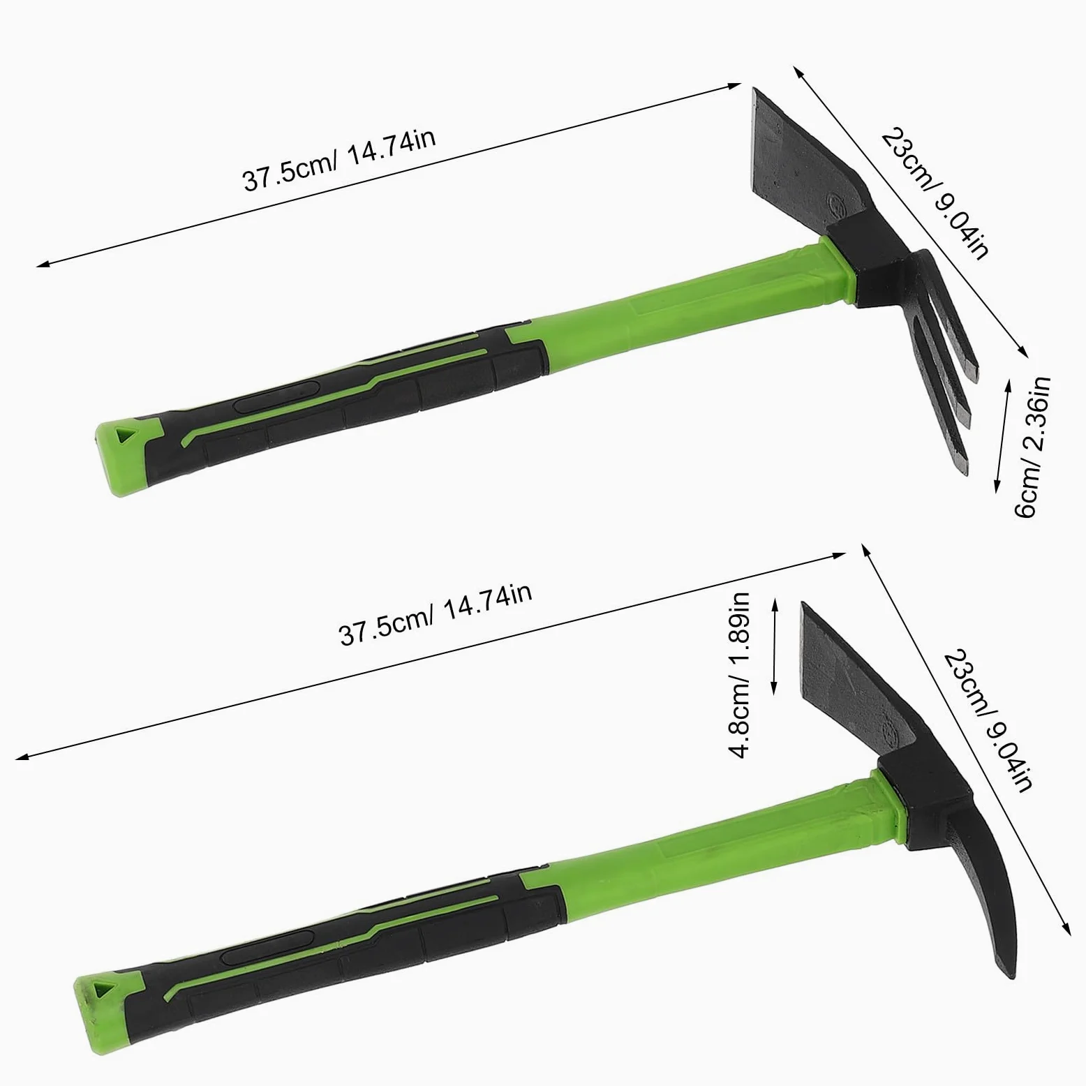INOOMP Ensemble de 1 houe, cultivateur et râteau à main pour jardin, | Houe et râteau robustes en acier au manganèse, outils de désherbage et de bêchage avec trou de suspension pour