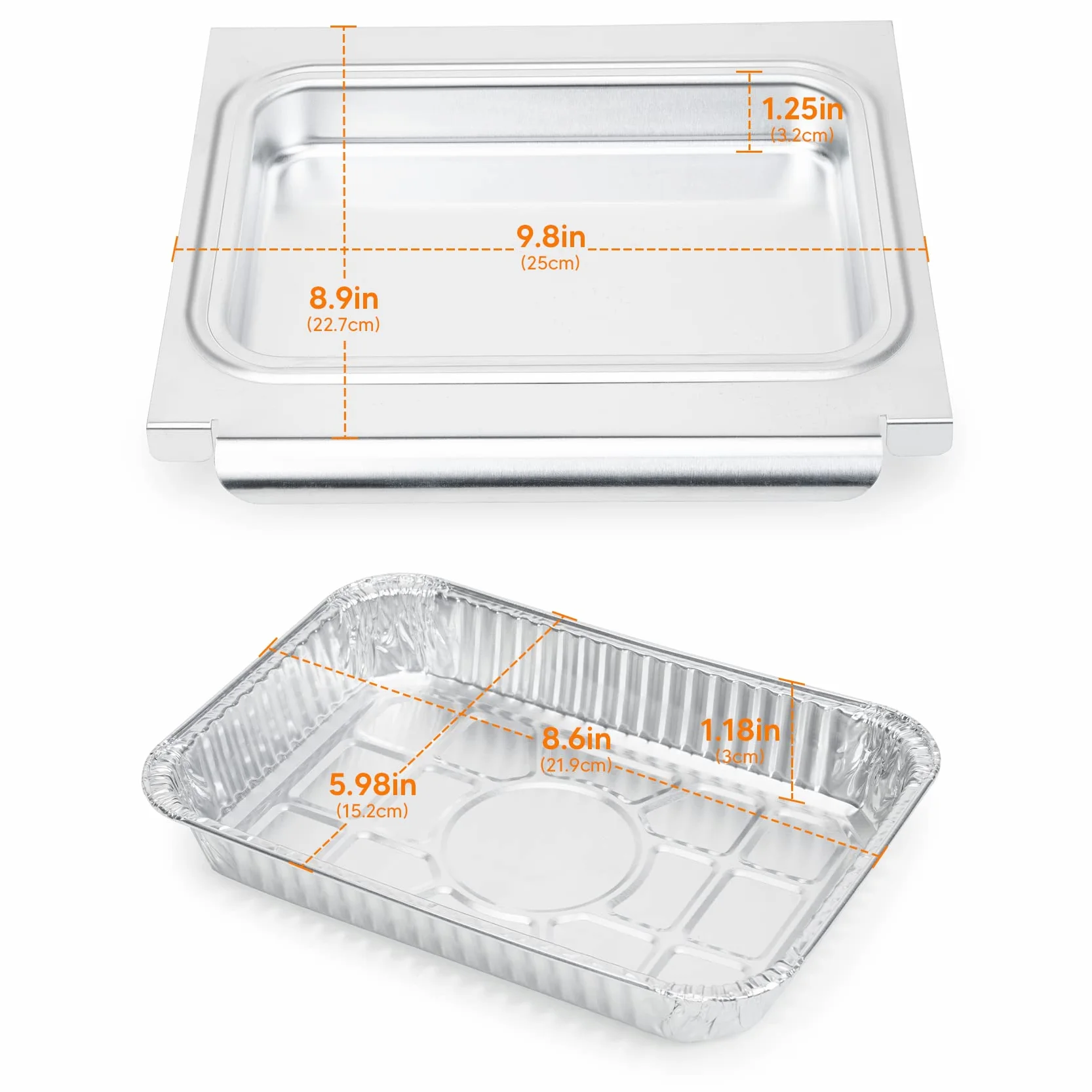 onlyfire Barquette Aluminium 15pcs Plateau Jetable 25x22,7x3,2 cm pour Barbecue Gaz Weber Spirit II