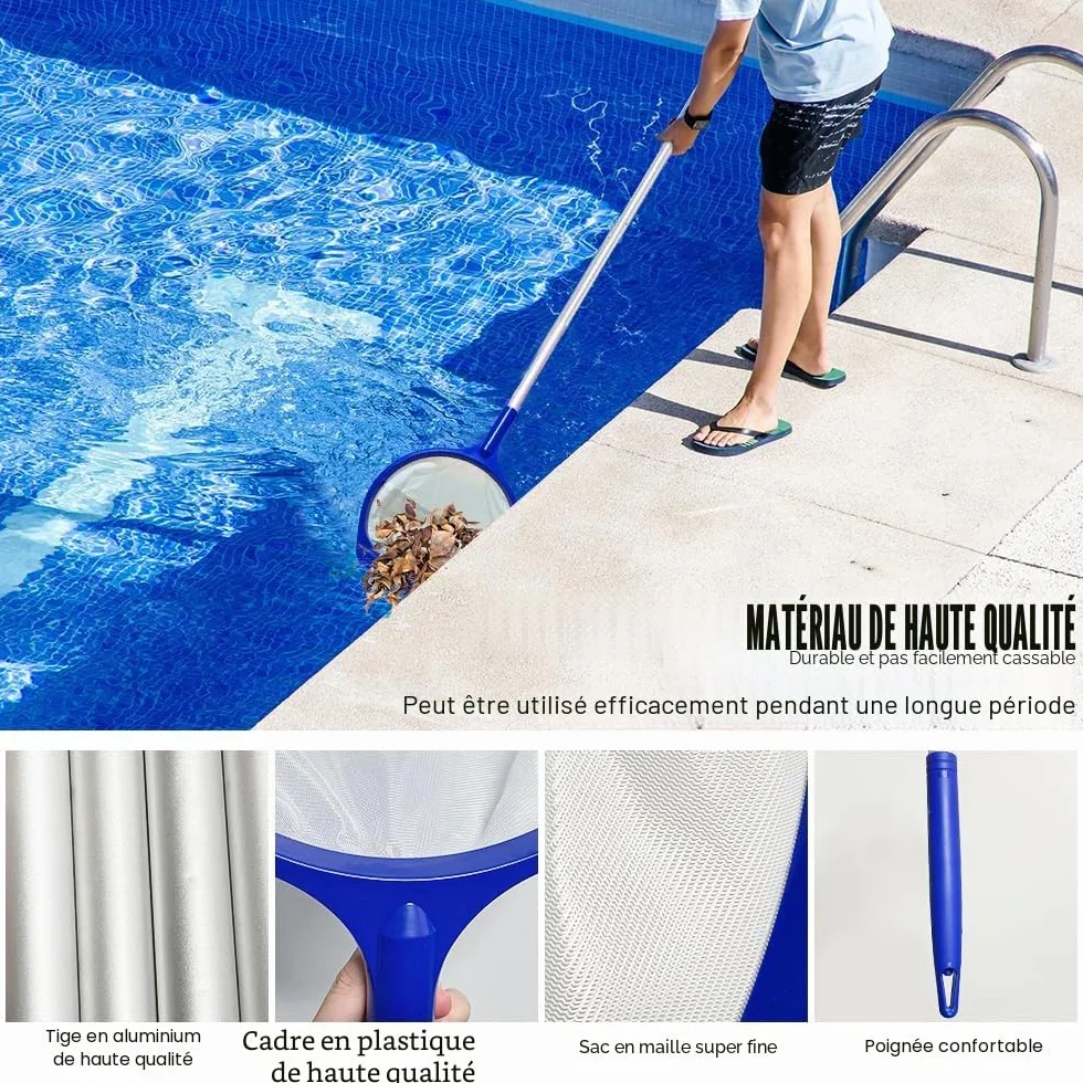 Epuisette Piscine Maille Extra Fine 141cm Filet avec Manche Telescopique