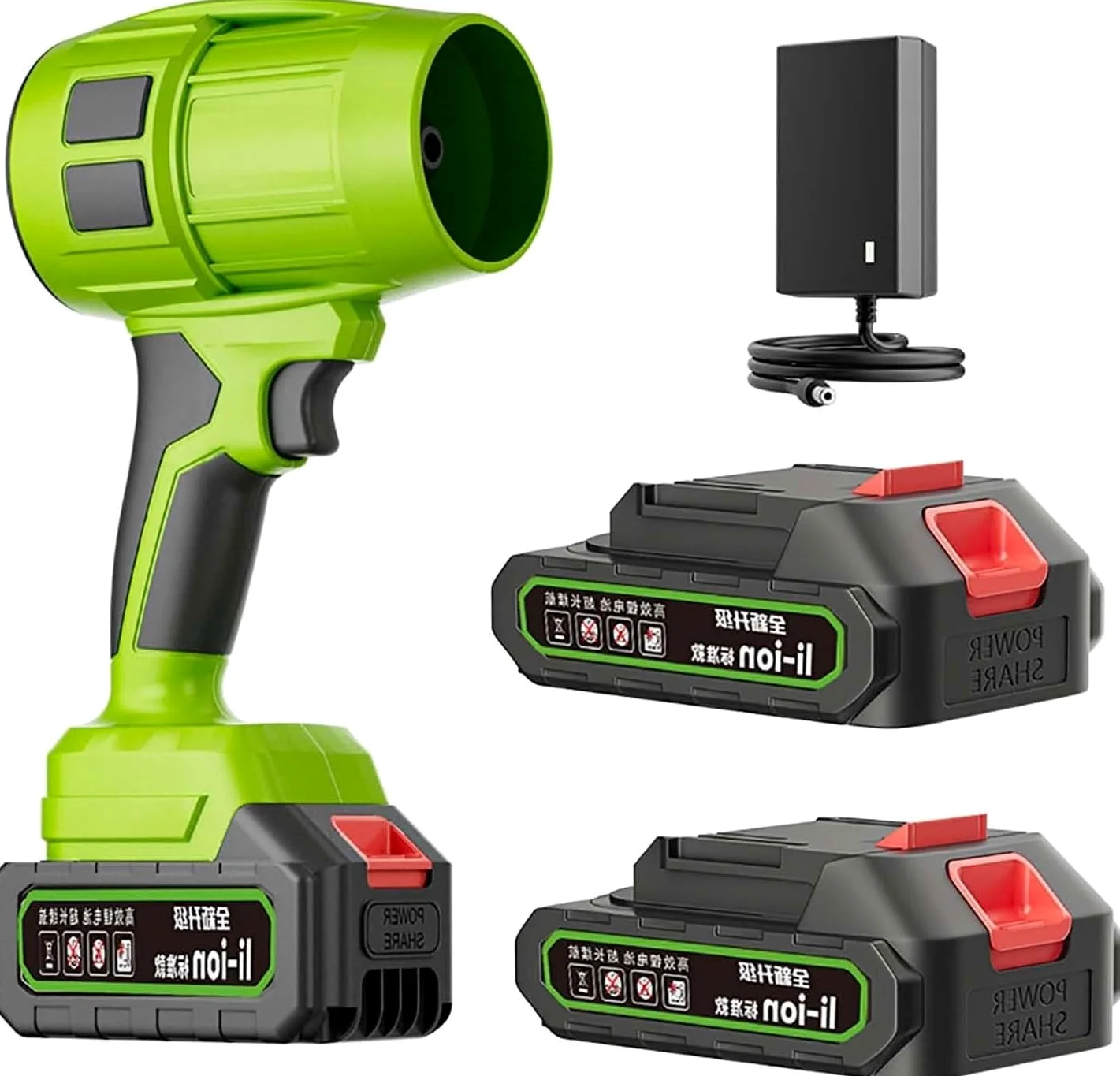 Seese Pro Souffleur Aspirateur Électrique sans Fil - Portable, 35000 RPM Ultra Puissant, 40 Minutes d'Autonomie, Léger pour Jardin, Cour, Feuilles, Pelouse (Green,2 Batterie)