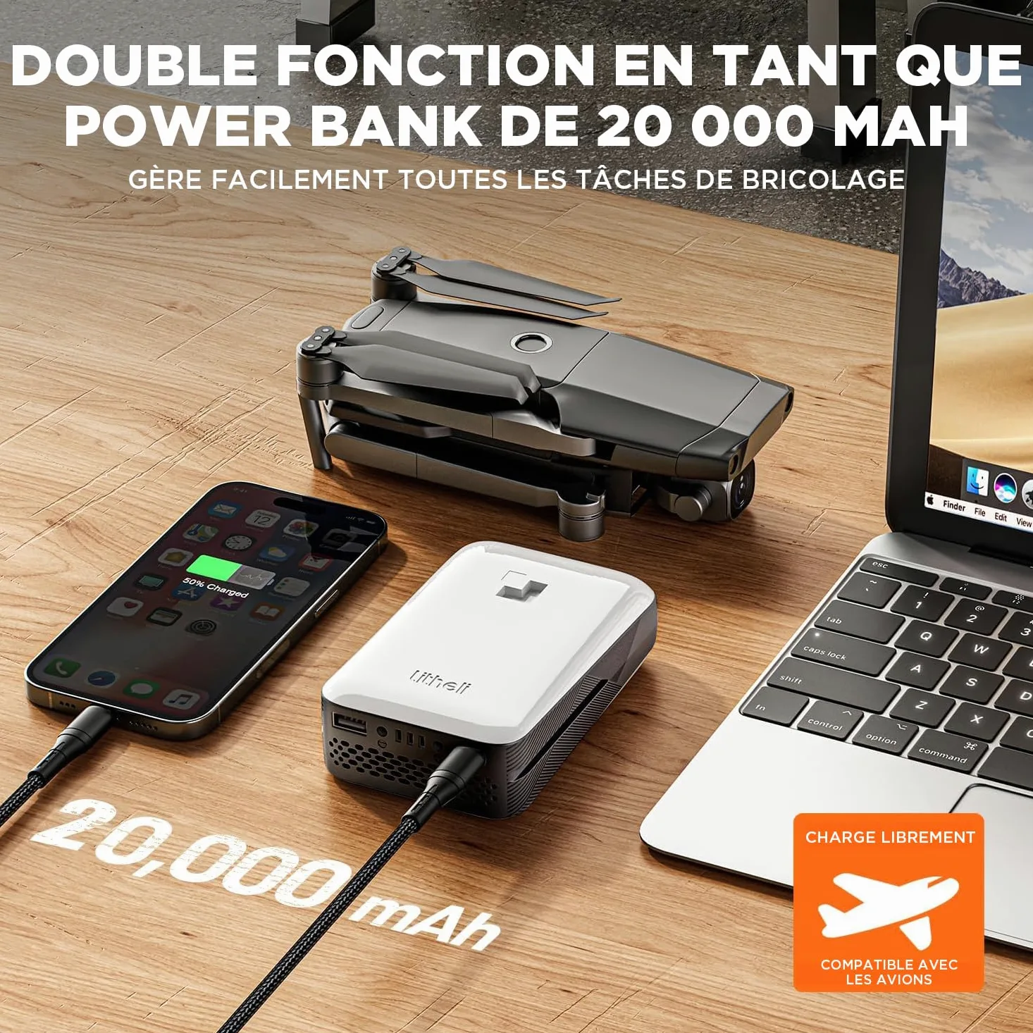 Litheli Tondeuse à Gazon sans Fil 38cm, 2X 20V Batteries 4.0Ah, Hauteur Réglable 25-75mm, Bac 40L, pour Pelouses jusqu'à 300m² (Jardin & Petits Espaces)