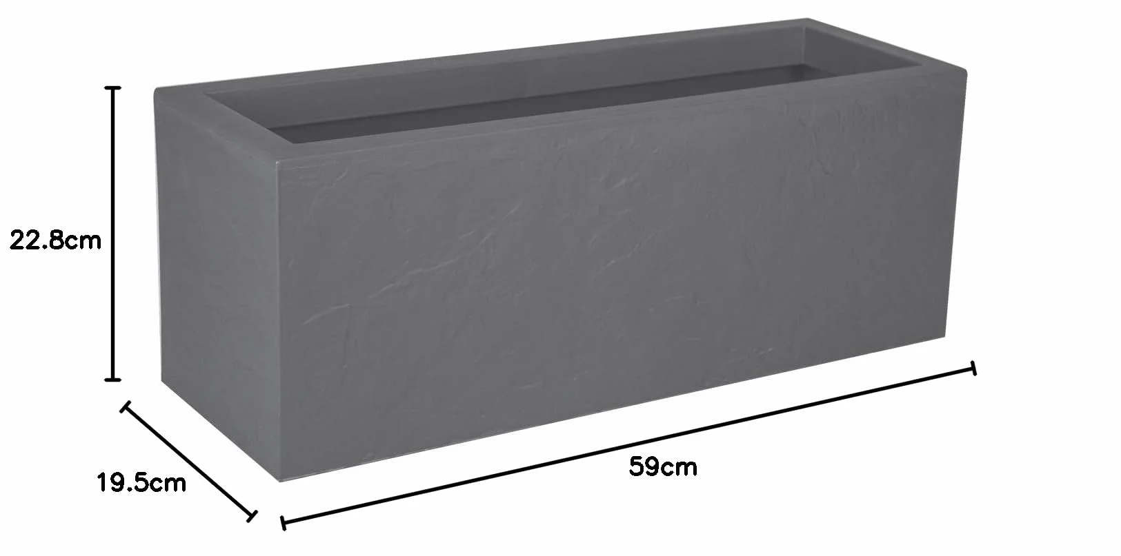 Balconnière Volcania'Up 25 L Décor Imitation Pierre Simple Paroi Gris Galet 59 x 19,5 x 22,8 cm