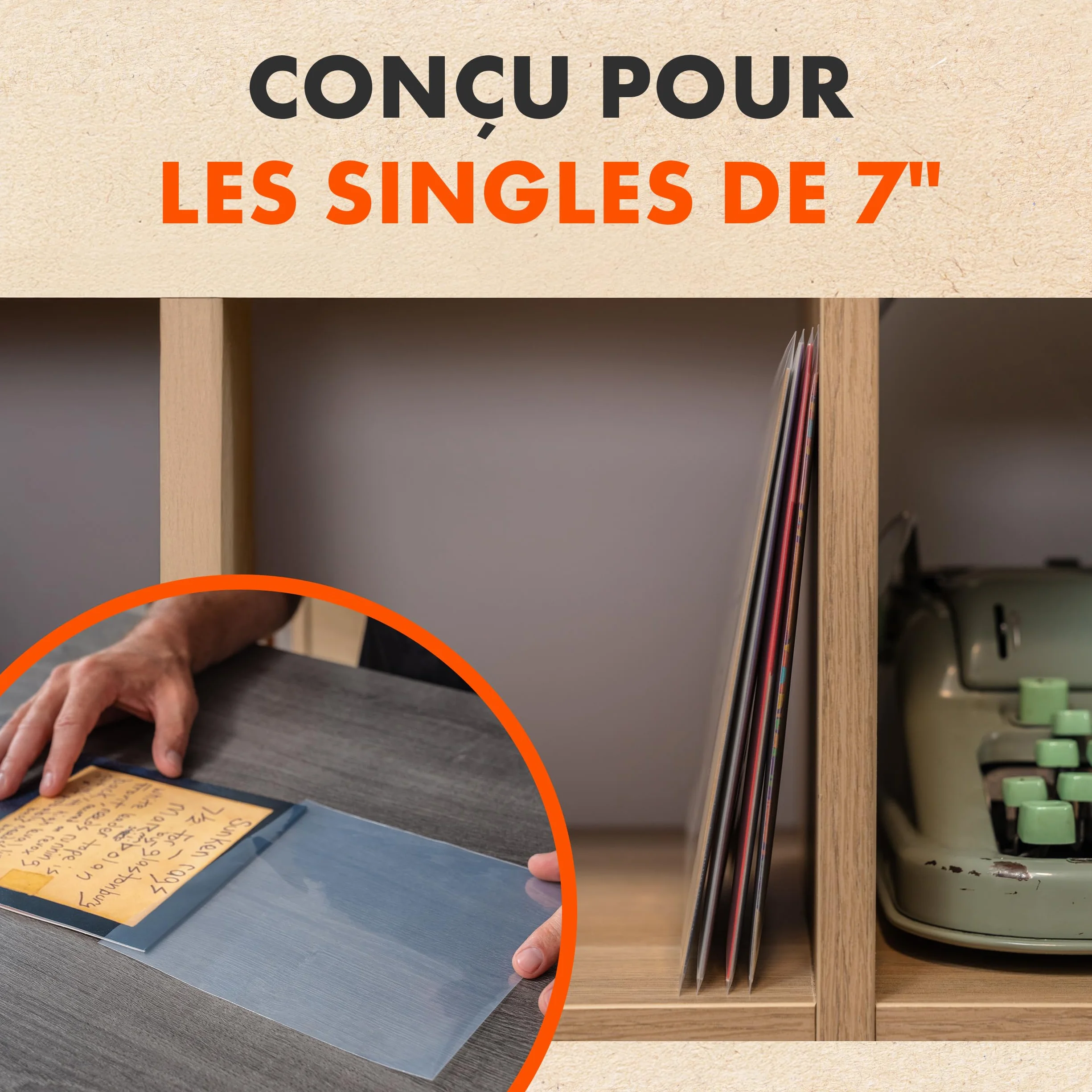 Spincare 50x 7 Pouces Pochettes extérieures Vinyle 45 Tours Protection UV Pochette Plastique Vinyle résistante qualité archivage pour disques 7”