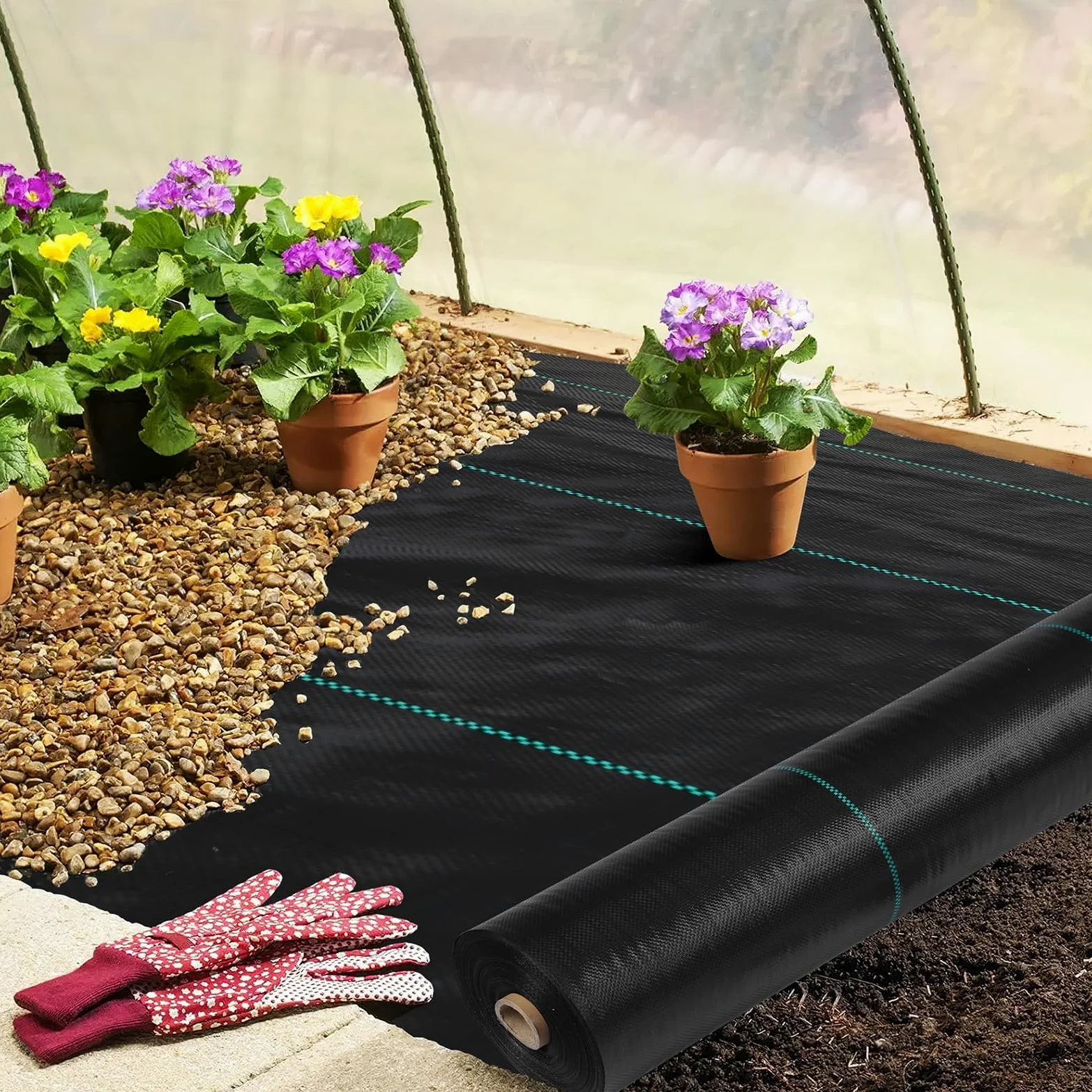 Garvee Toile de paillage 1,2 x 30 m, Tissu Anti-Mauvaises Herbes Professionnel 108 g/m², bâche pour Jardin et Jardin Haute résistance, géotextile perméable UV stabilisé pour contrôle des Mauvaises