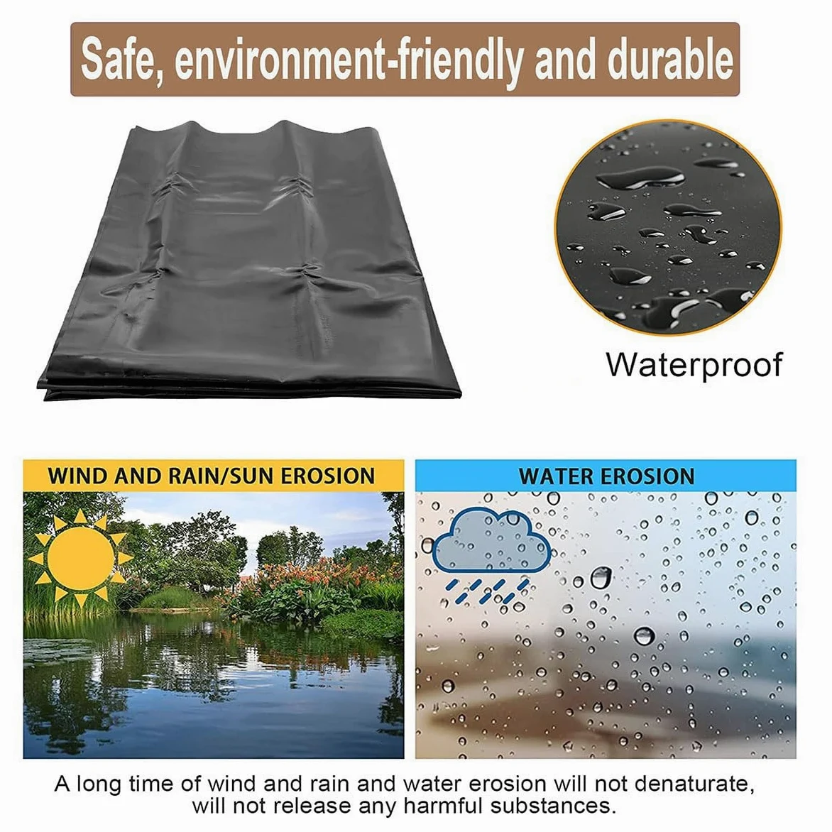 Bâche flexible pour étang à poissons, paysages, piscines et fontaines – Membrane imperméable durable et résistante aux UV