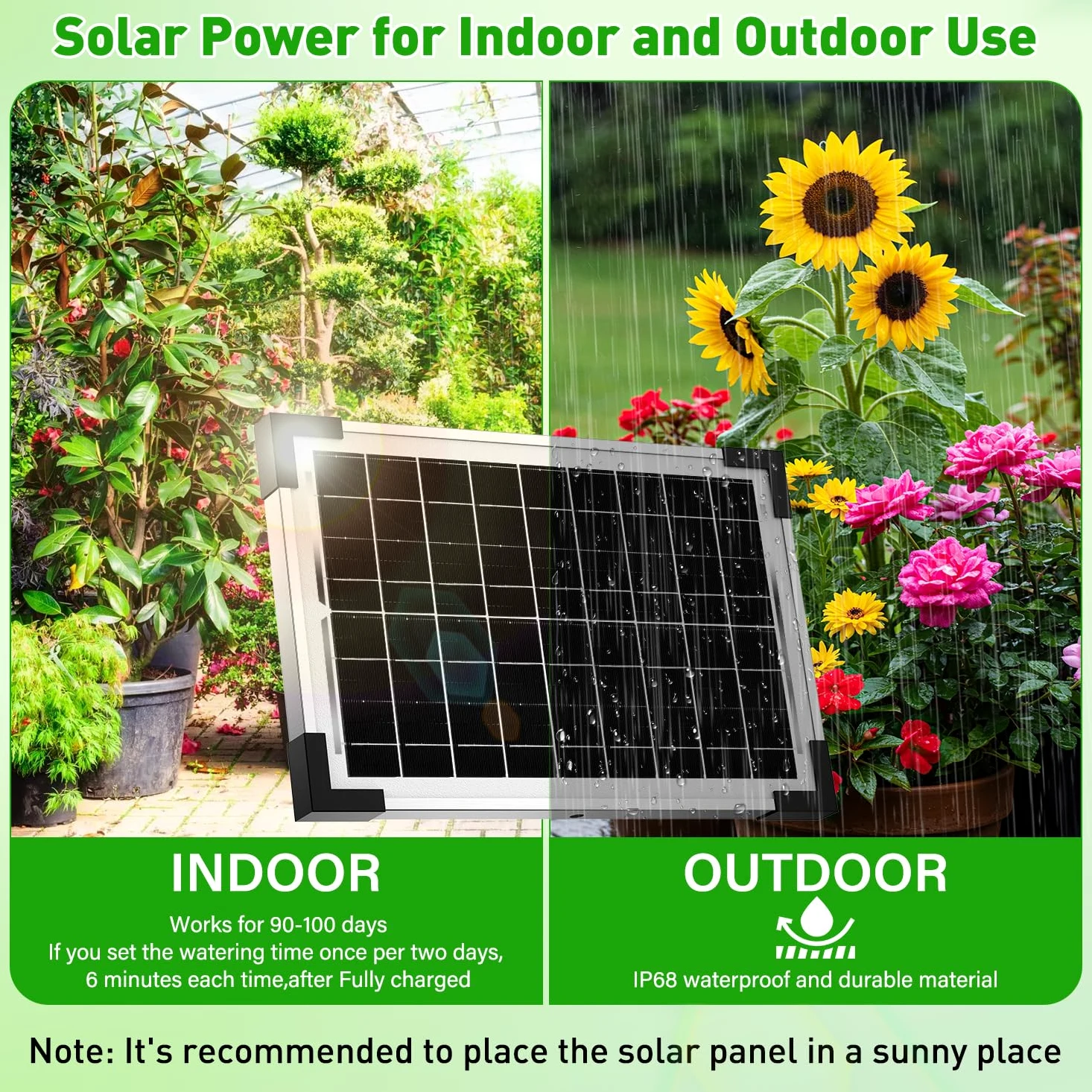 Onherm Arrosage Automatique Solaire pour 30 Plantes, 35M Tuyau et 300 Modes D’Irrigatio, Arrosage Goutte a Goutte Solaire Kit pour Jardin, Balcon et Plantes en Extérieur