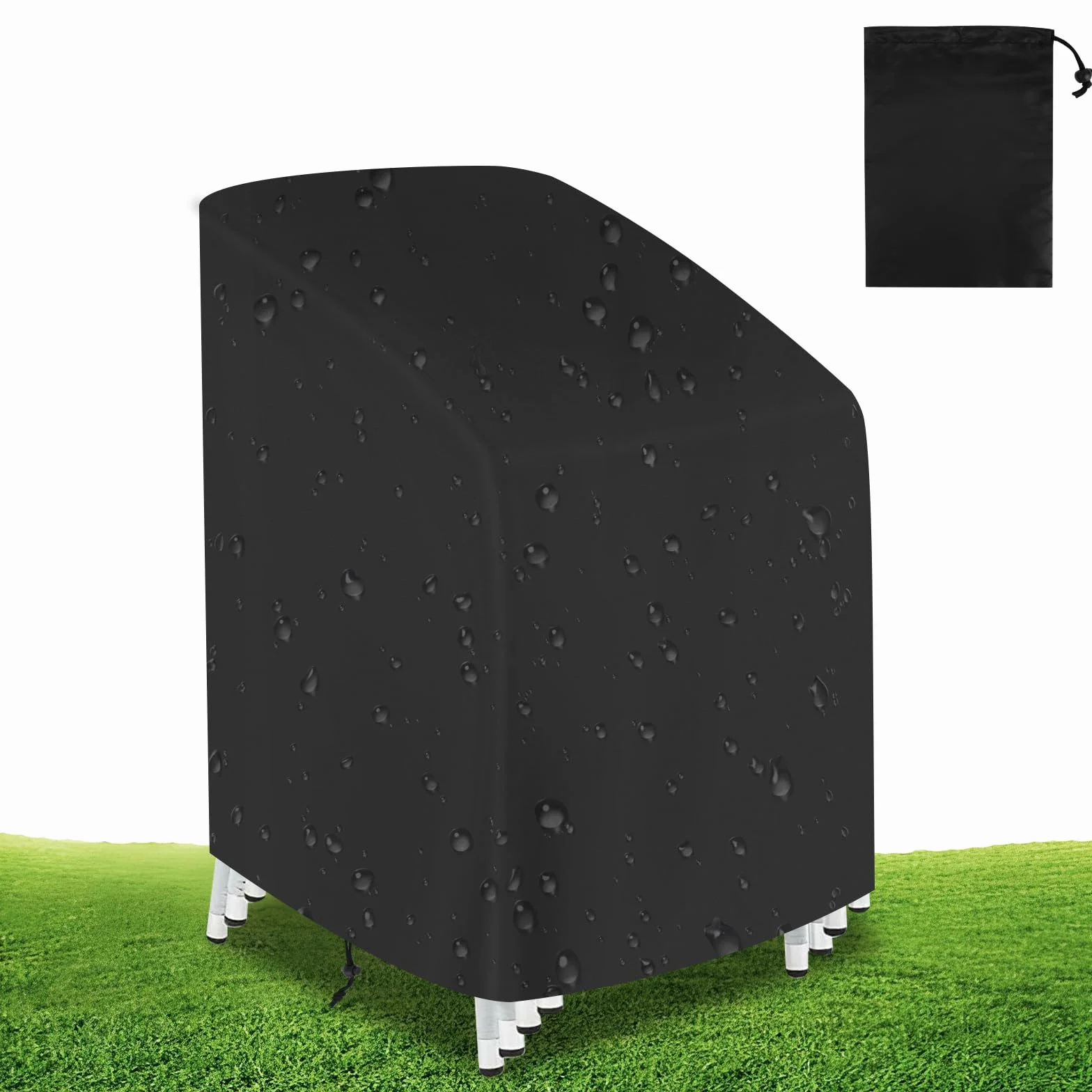 Housses de Chaises de Jardin Empilable 210D Imperméable Anti-UV Résistant Au Froid Noir