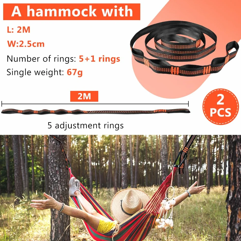 Vicloon Cordes de Suspension Polyester 2m 453,6 kg Hamac de Camping
