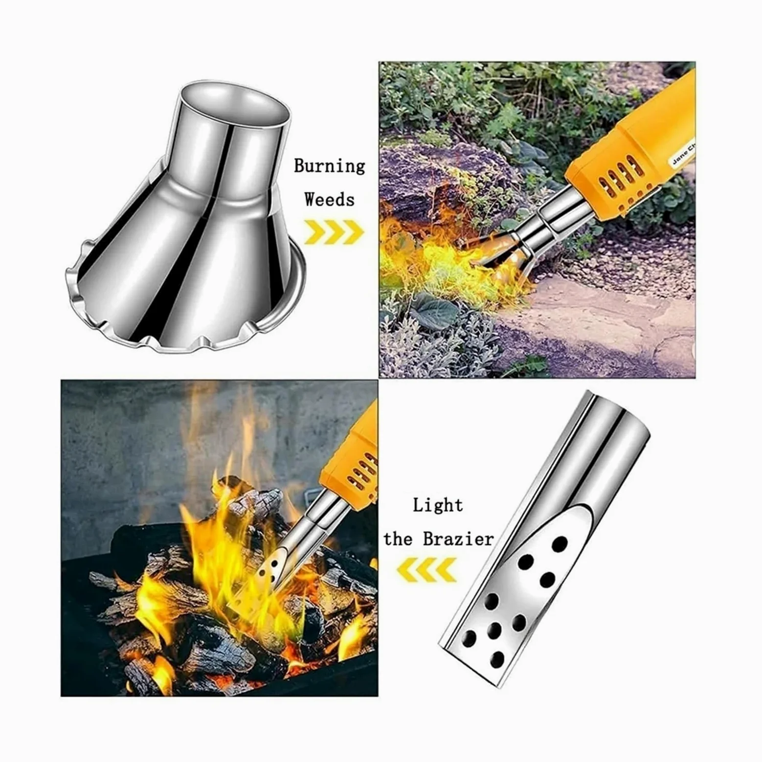 Désherbeur thermique électrique 2000W, brûleur de mauvaises herbes, tondeuse à gazon, désherbant Air chaud jusqu'à 650 °C, outils d'élimination l'herbe, flamme des,Haute Efficacité(Blauw)