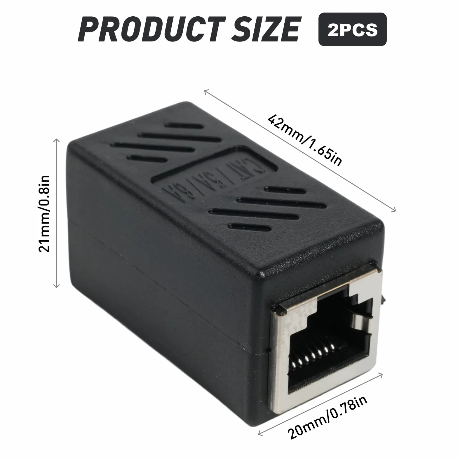 Lot de 2 Coupleur RJ45 10Gbps Connecteur Femelle-Femelle Aluminium Adaptateur Ethernet Blindé Cat8/7/6/5/5e Réseau PoE