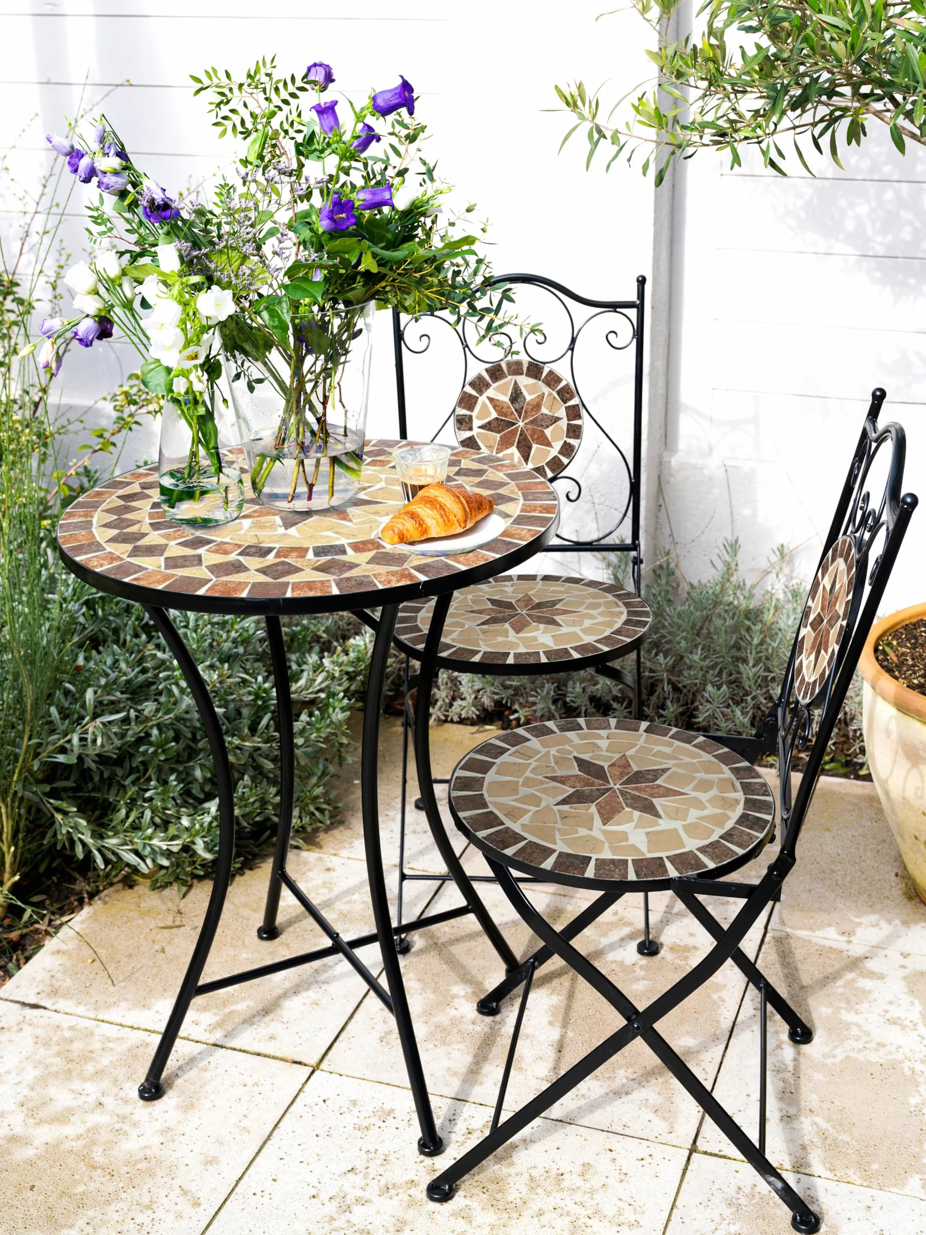 AXI Amélie Table Bistrot Mosaique Earth Brown 60 x 60 x 75 cm Table D'Appoint Extérieur Jardin
