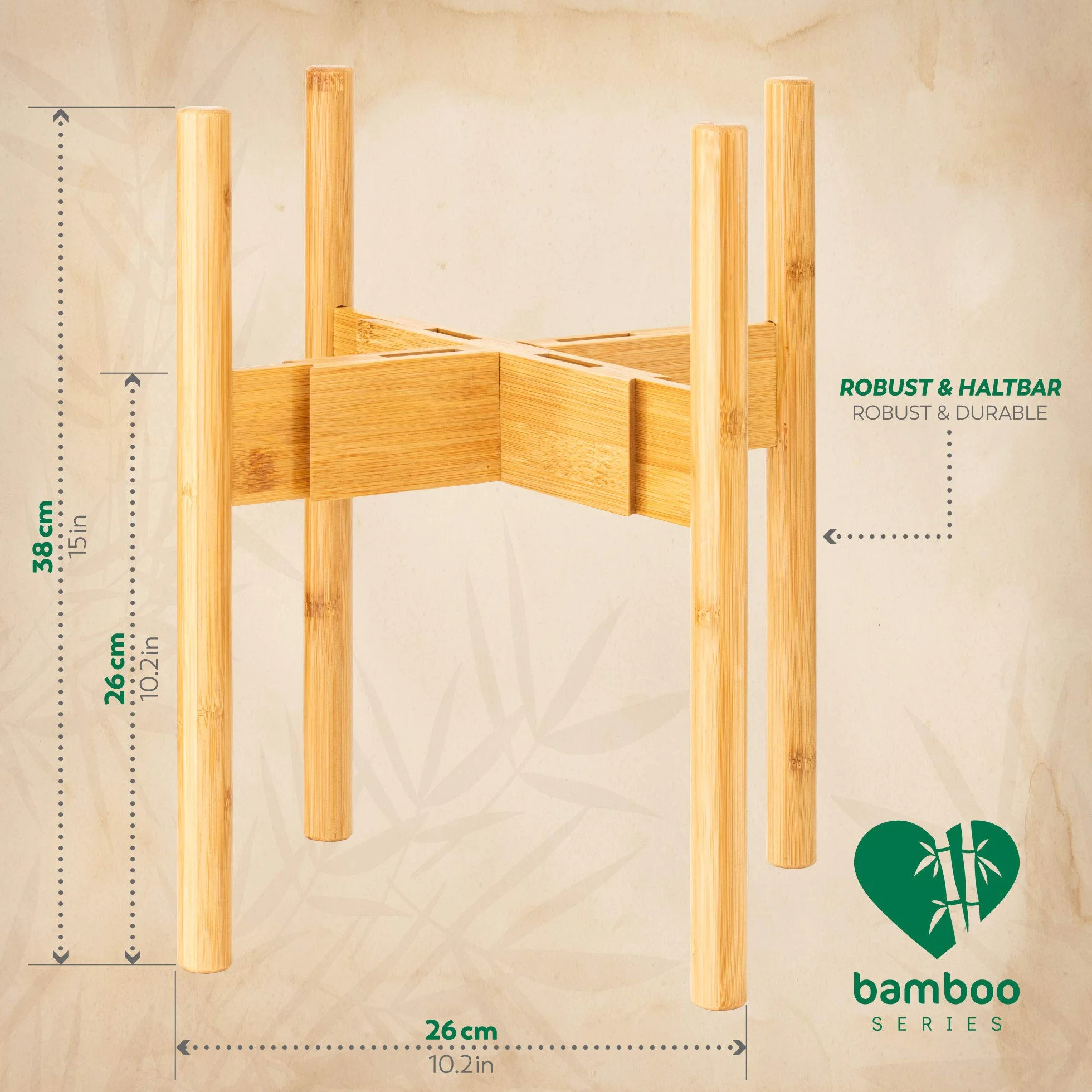 Rubberneck Support de Plantes en Bambou Réglable pour Pots de Fleurs Intérieur Extérieur Beige