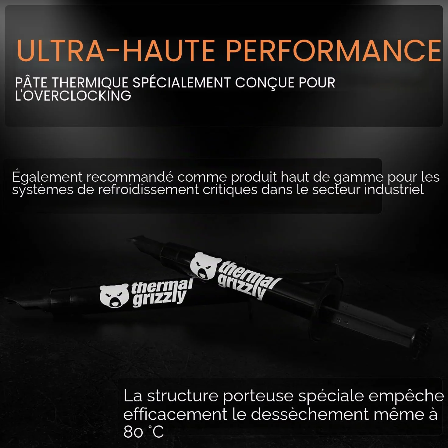 Thermal Grizzly Kryonaut pâte thermique 1g refroidissement processeur carte graphique
