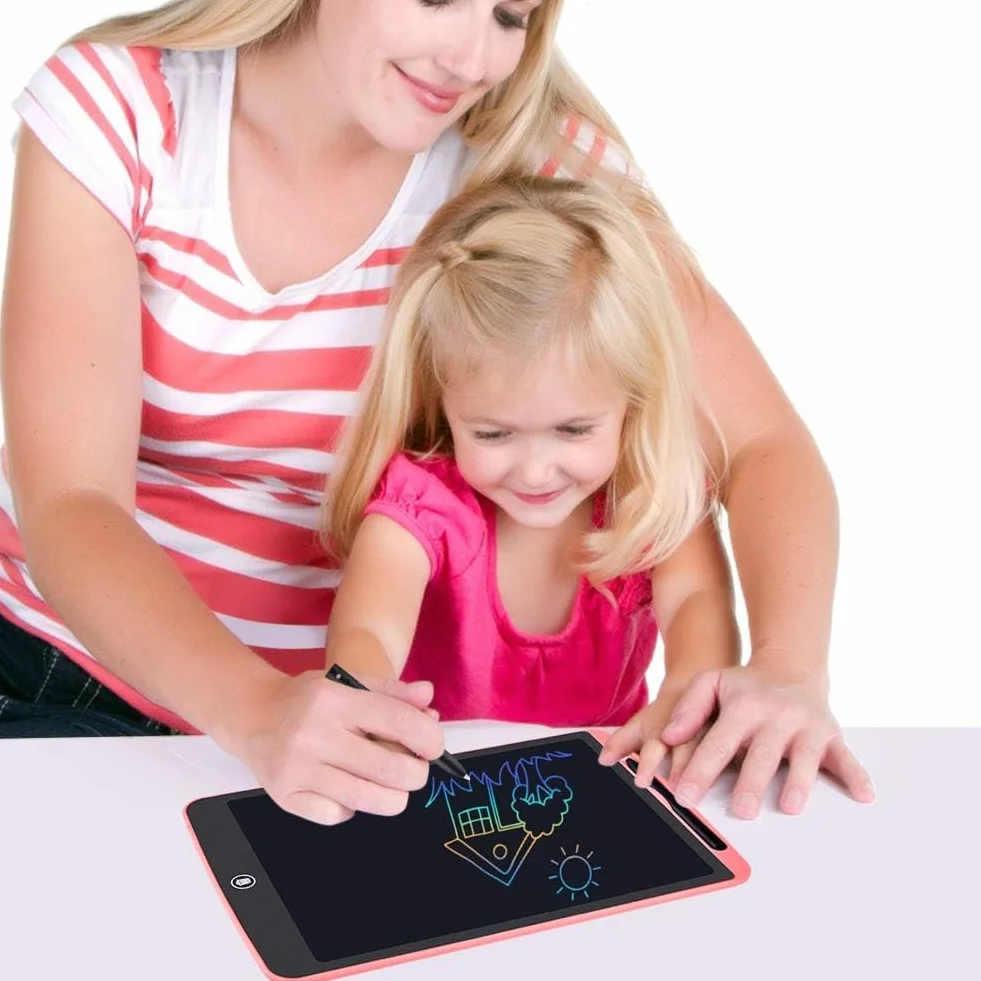 Tableau d'écriture LCD rose et bleu 12 pouces