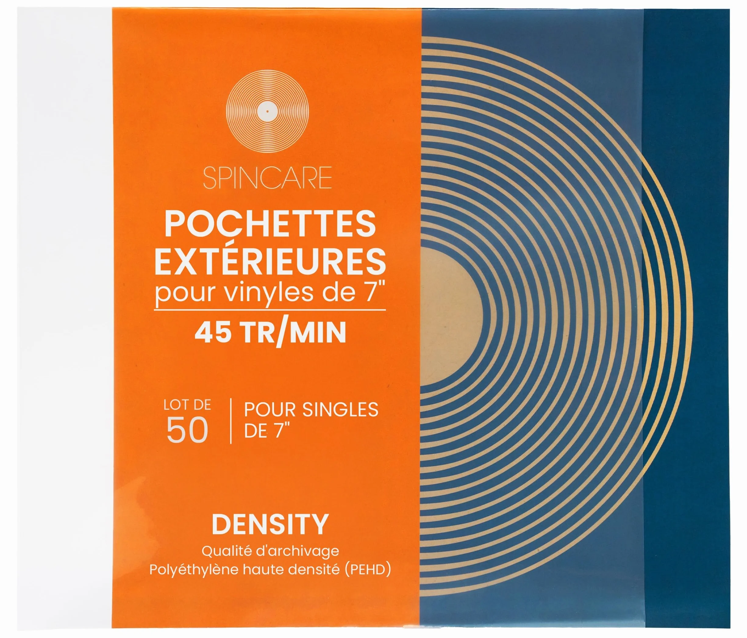 Spincare 50x 7 Pouces Pochettes extérieures Vinyle 45 Tours Protection UV Pochette Plastique Vinyle résistante qualité archivage pour disques 7”