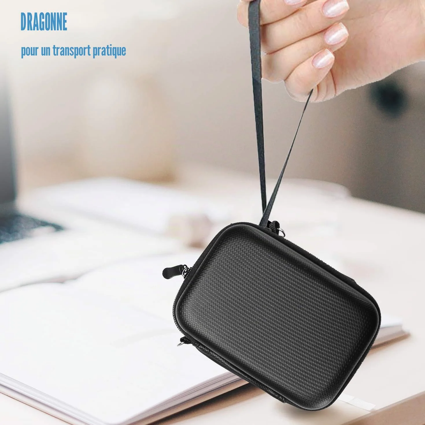 ProCase Étui SSD Samsung T7 T7 Touch Silicone Housse Voyage Portable Externe Coque Rigide Poche Filet Noir