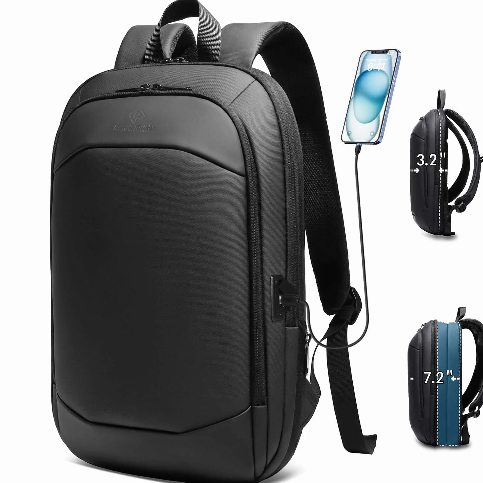 Sac à Dos Ordinateur Portable 17 Pouces Antivol Imperméable USB 27L Noir