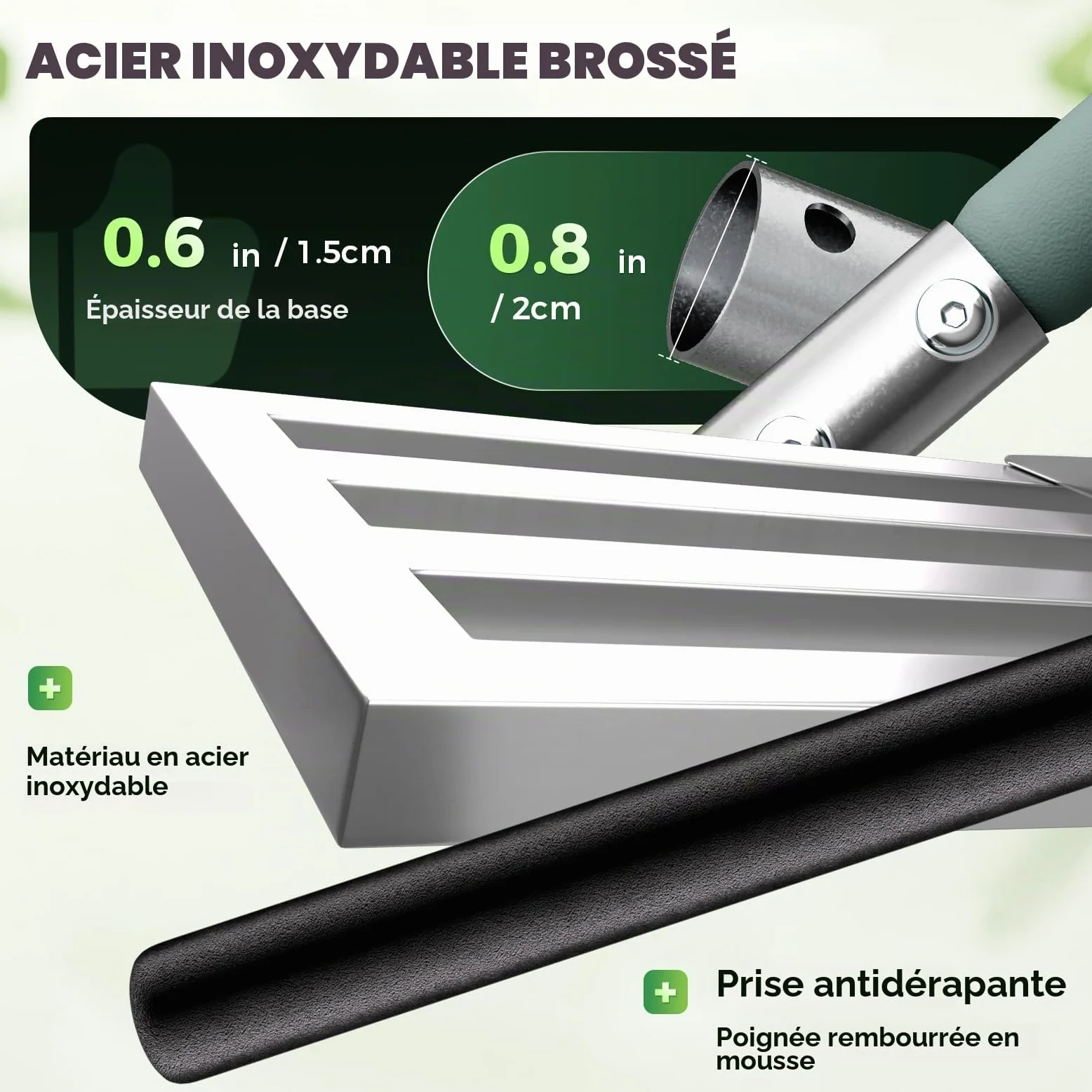 75 x 25 cm rateau de nivellement de pelouse – Base en Acier Inoxydable entièrement fermée, poignée Durable, pour l’Entretien du Gazon dans Les Jardins, Les fermes et Les Cours
