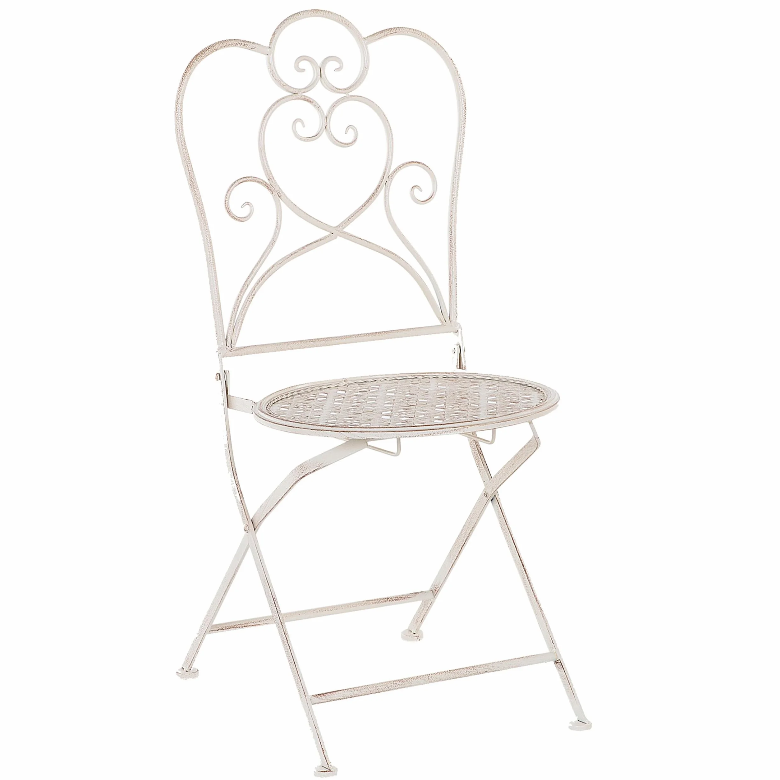 Beliani Ensemble de Jardin 2 Chaises Pliantes Table Assortie Métal Beige