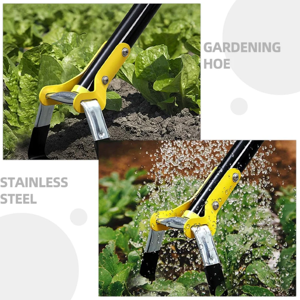 Houes de Jardin à Main en Acier Inoxydable Poignée Ergonomique pour Désherbage, Outil de Jardinage Petit et Pratique pour Usage Domestique