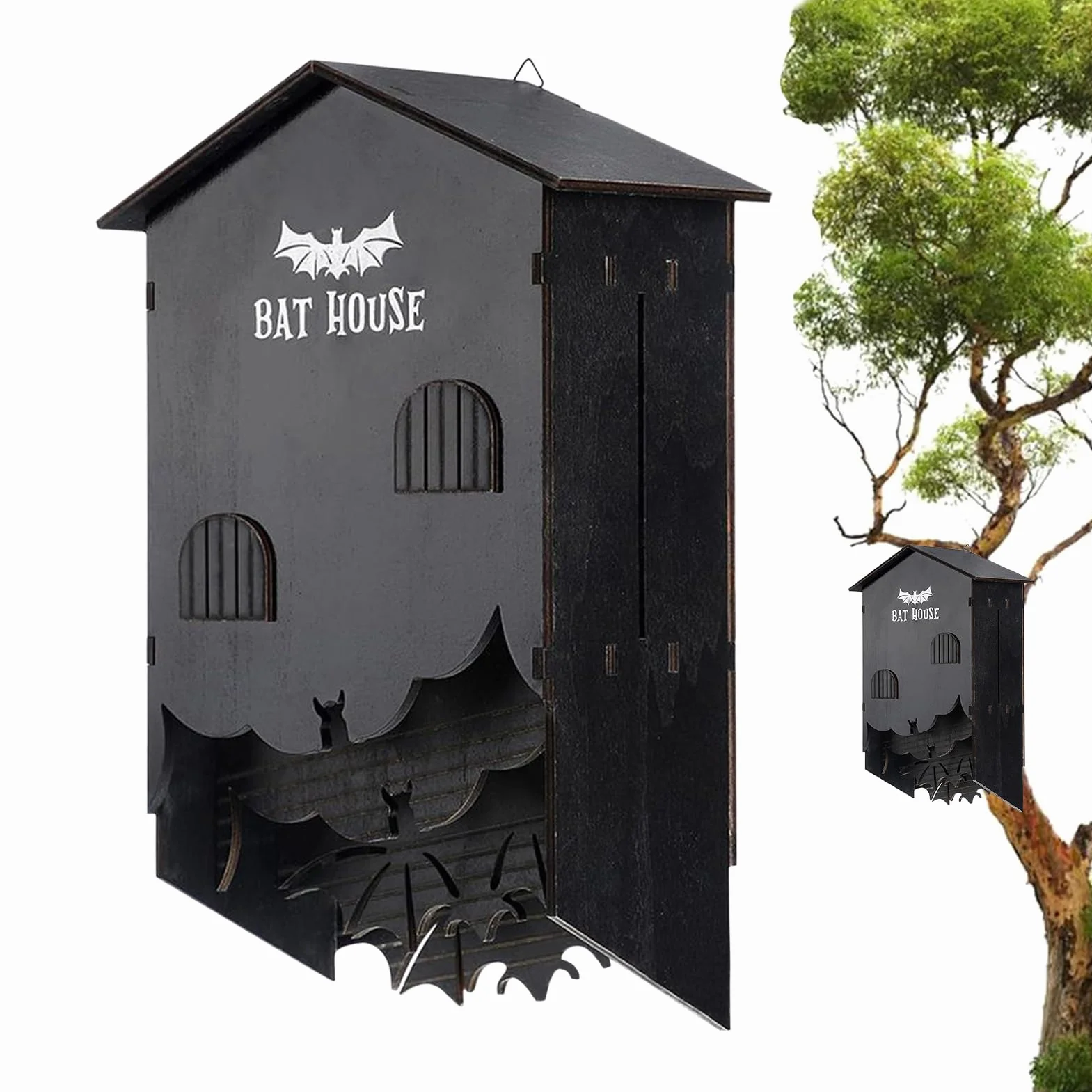 Abri à Chauves-Souris en Bois pour Jardin - Nichoir Murale Trois Chambres