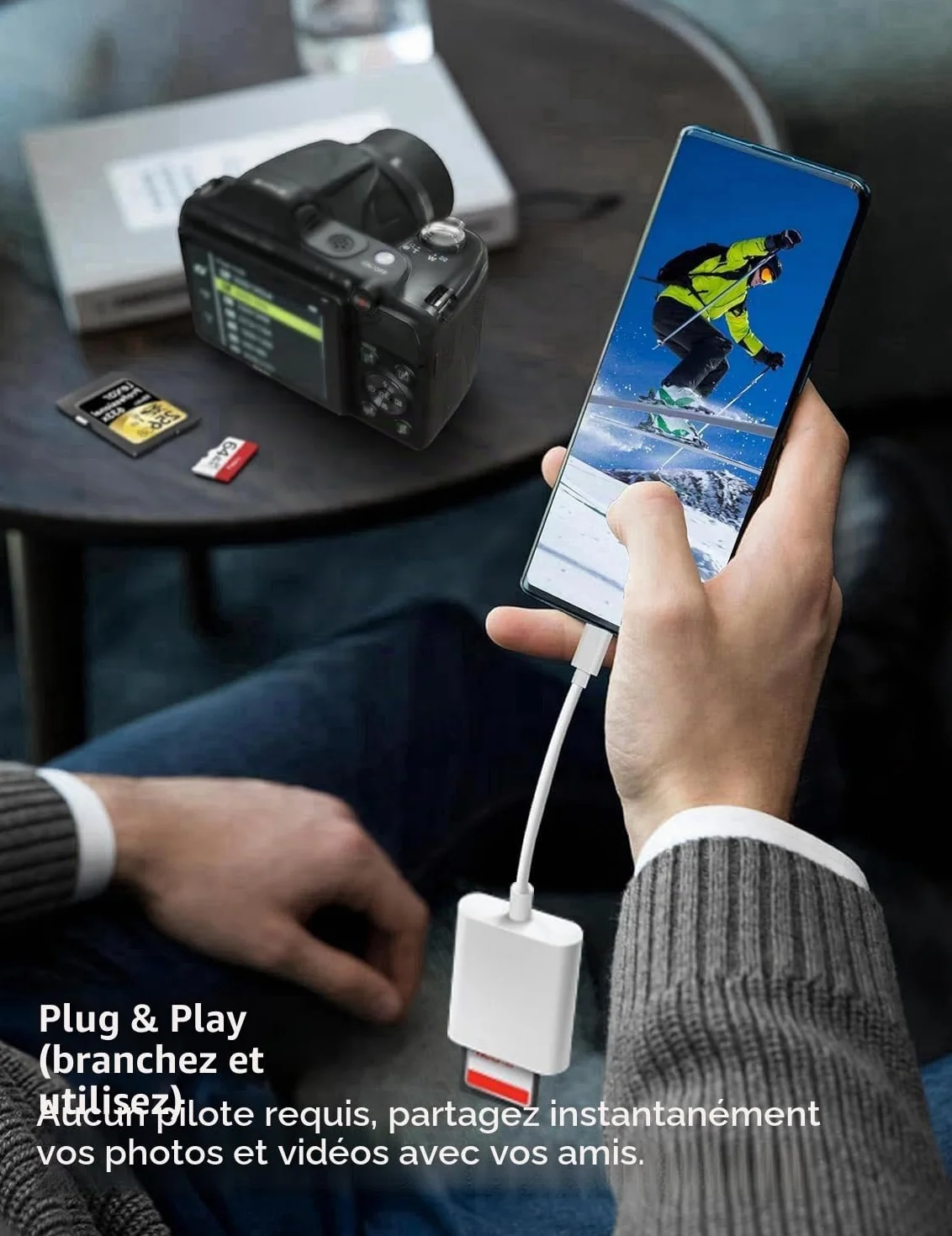 Lecteur de Carte SD USB C, Adaptateur Micro SD vers Type C pour iPhone 16/15, MacBook, iPad Pro, Samsung Galaxy