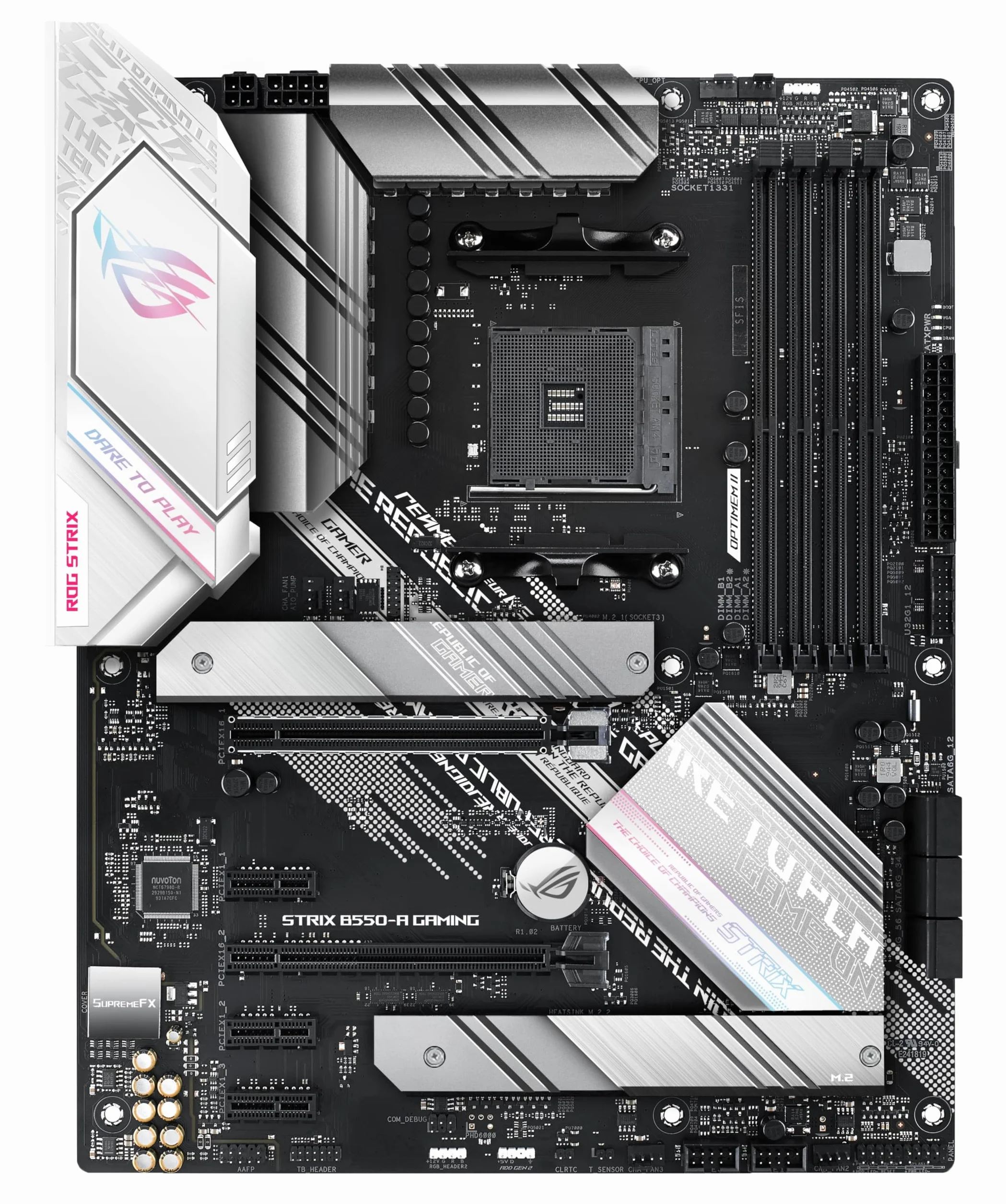 ASUS ROG Strix B550-A Gaming Carte mère AMD Ryzen AM4 ATX PCIe 4.0 14 phases d'alimentation Intel 2.5 Gb Ethernet 2xM.2 USB 3.2 Gen 2 Aura Sync
