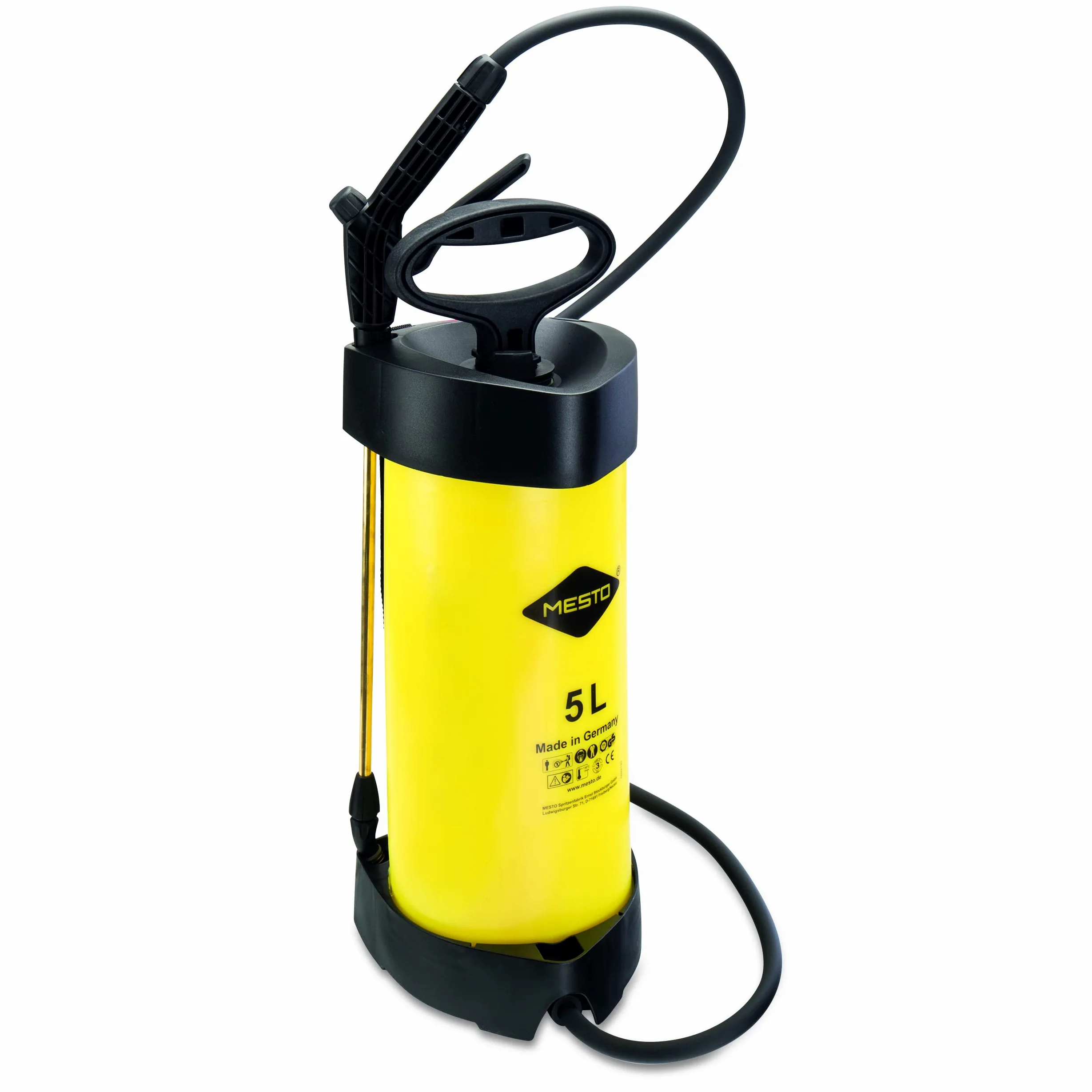 Mesto 3232M Pulvérisateur sous Pression Flori m 5L 3 Bar en Plastique, Jaune/Noir, 19.5 x 20 x 52 cm