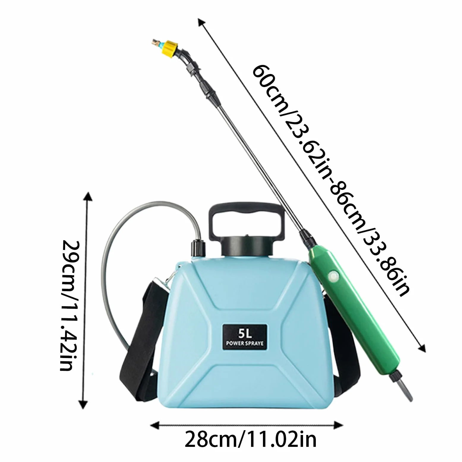 Pulvérisateur À Pompe Électrique Outil d'Arrosage à 3 Buses | Pulvérisateur De Pelouse 5L Avec Bandoulière Et Lance Télescopique Pour Extérieur Pelouse Jardin Piscine Soin Des
