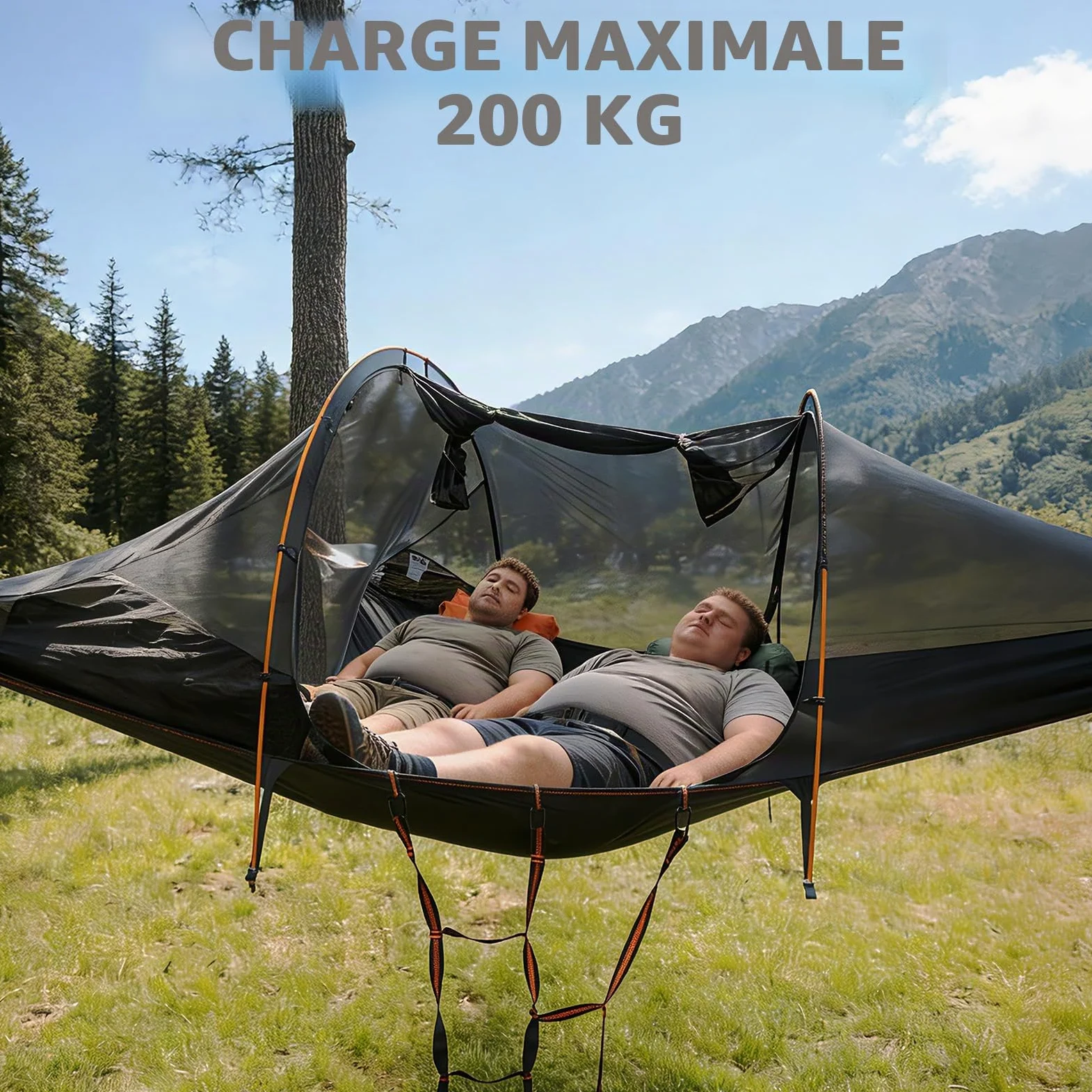 Night Cat Hamac Moustiquaire 2 Personnes: Imperméable Hamac Triangulaire d'extérieur pour Camping Jardin Voyage Randonnée