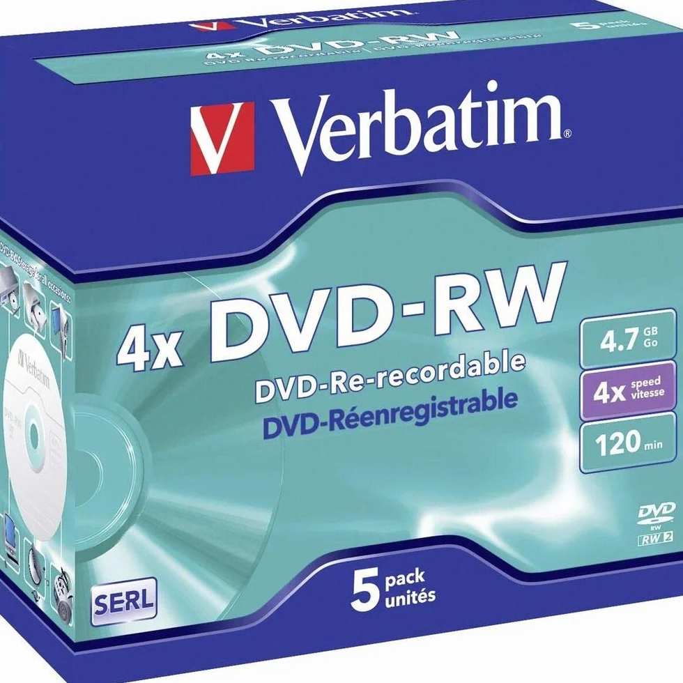 Verbatim DVD-RW réutilisables 4,7 Go 120 min Lot de 5
