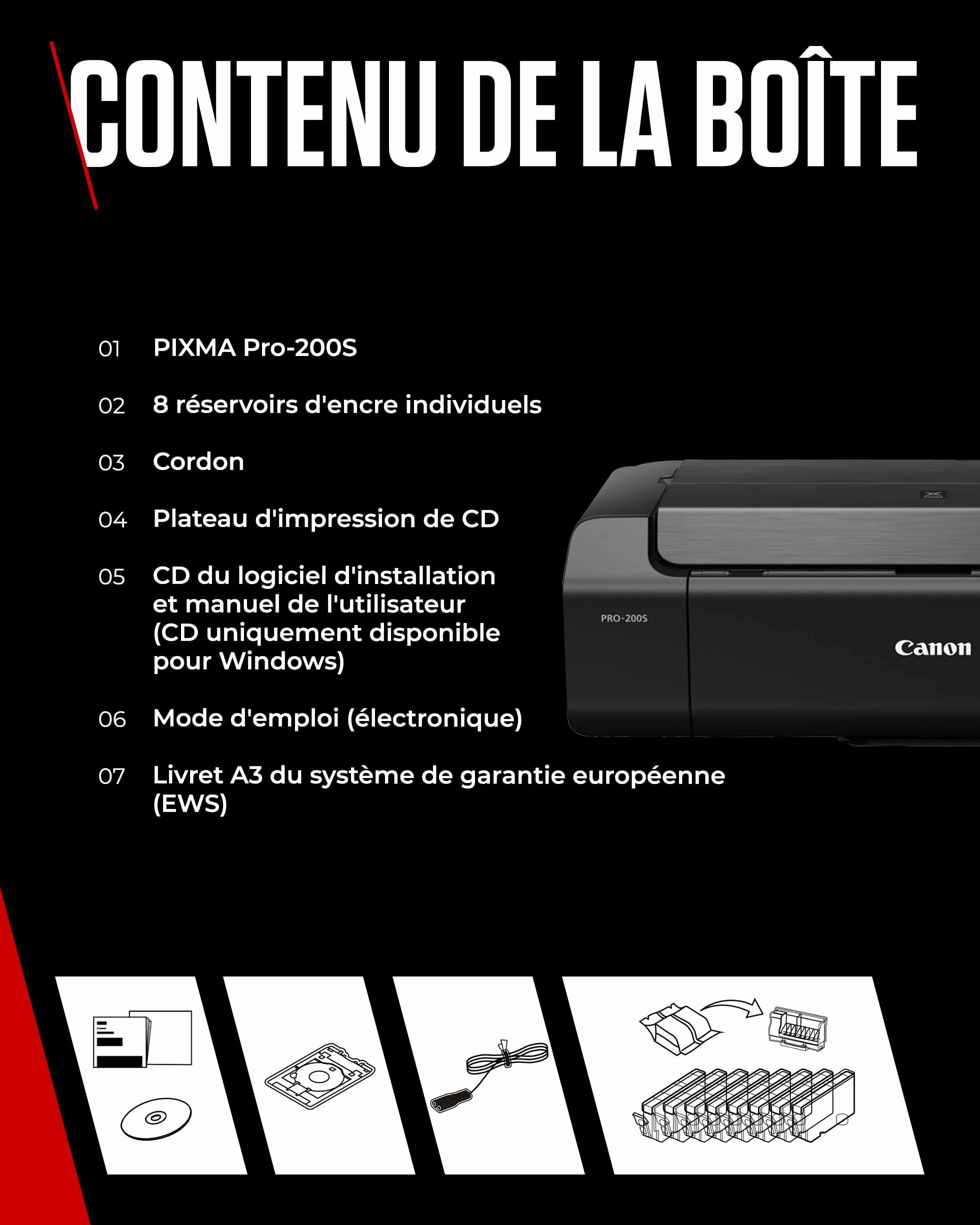 Canon PIXMA PRO-200S Imprimante Photo 8 Encres Couleur Tirages Couleurs Intenses